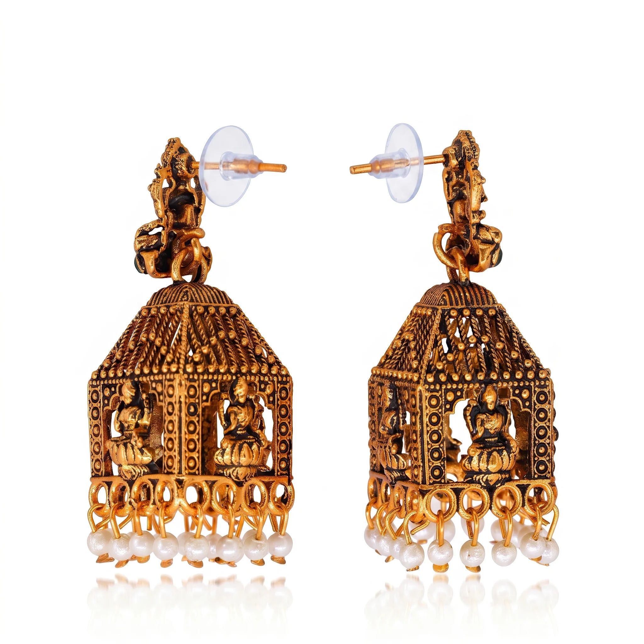PRAO Earrings Anti-Tarnish Lakshmi Temple Dangles - Image 5