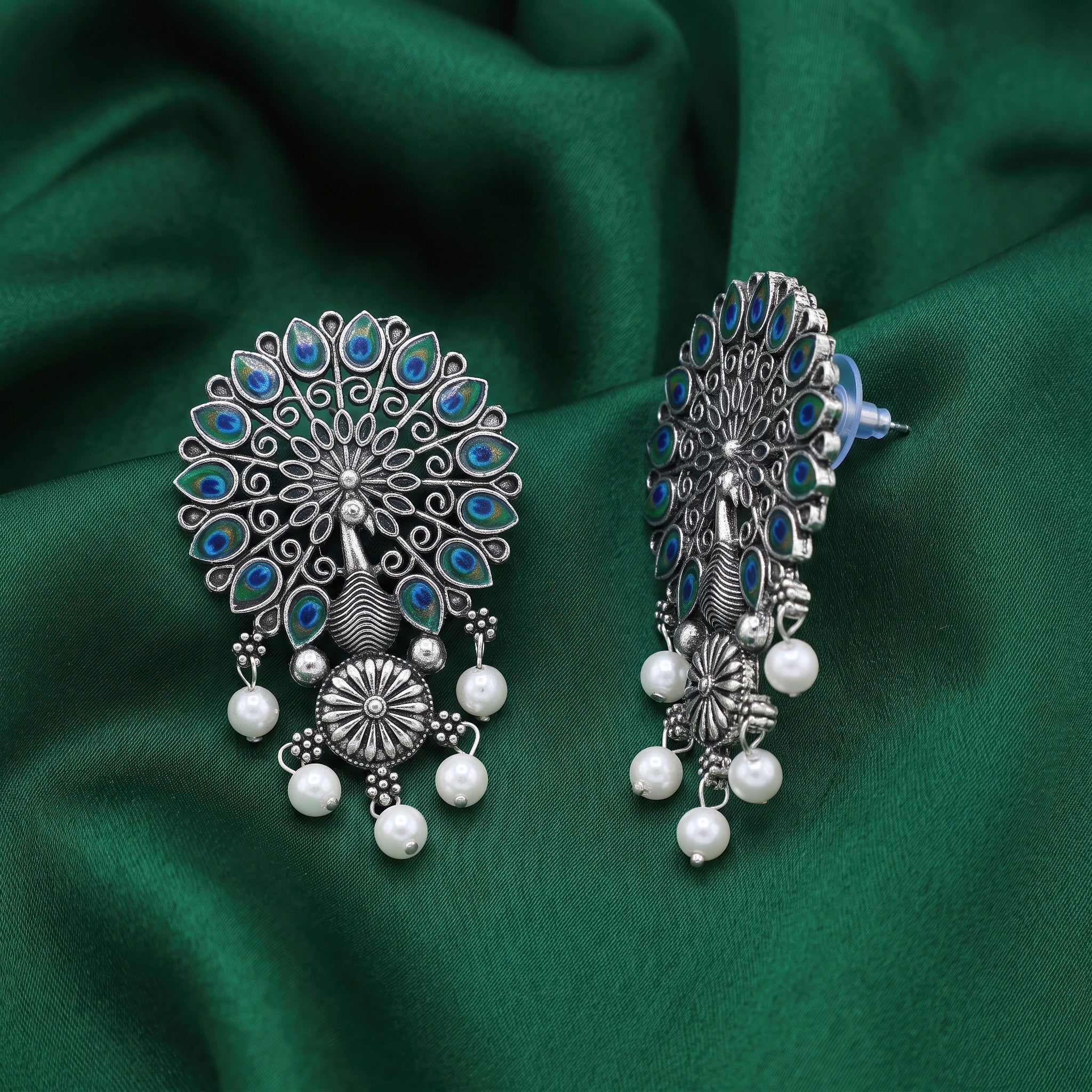 PRAO Earrings Anti-Tarnish Peacock Pearl Dangles - Image 4