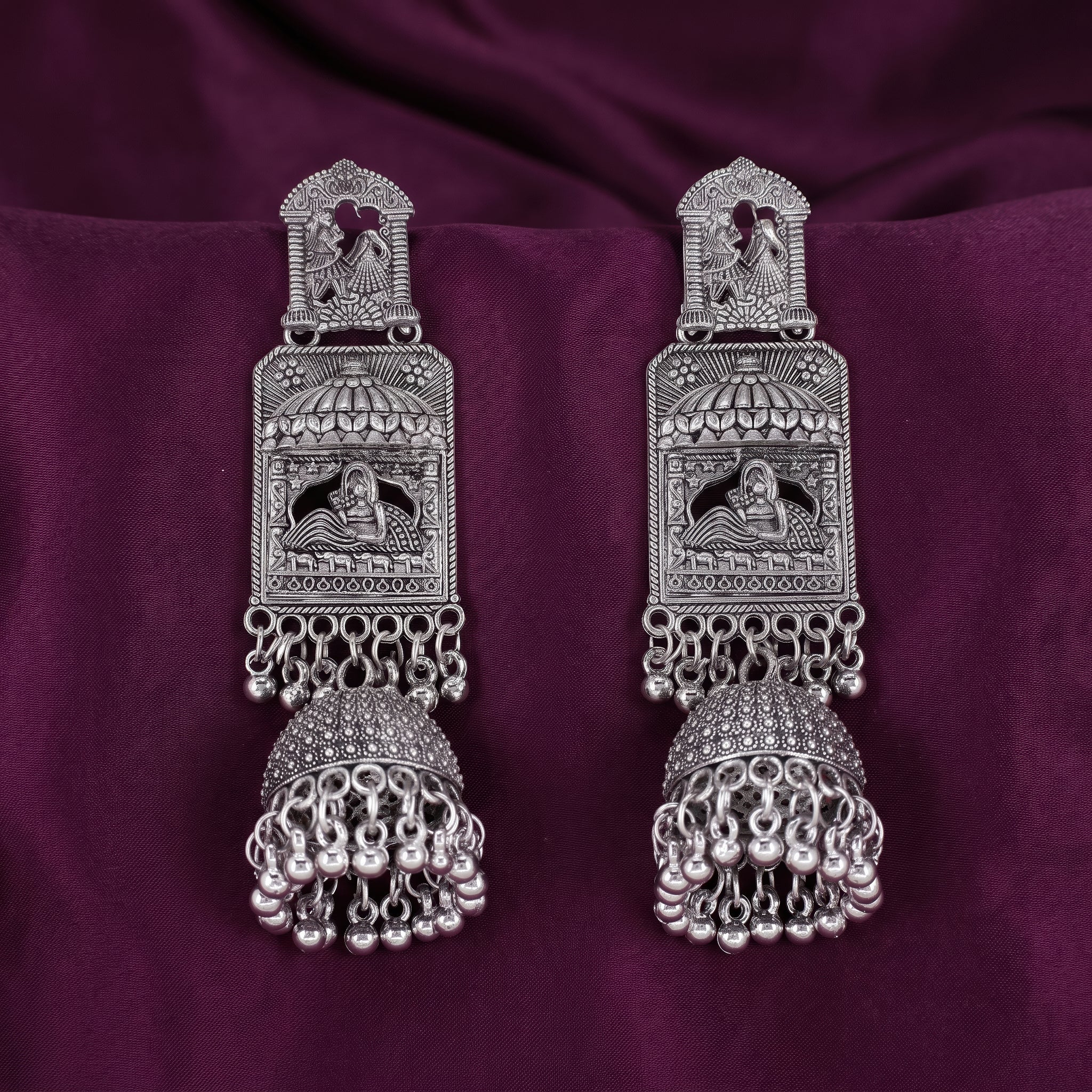 PRAO Earrings Anti-Tarnish Dancing Couple Jhumka - Image 4