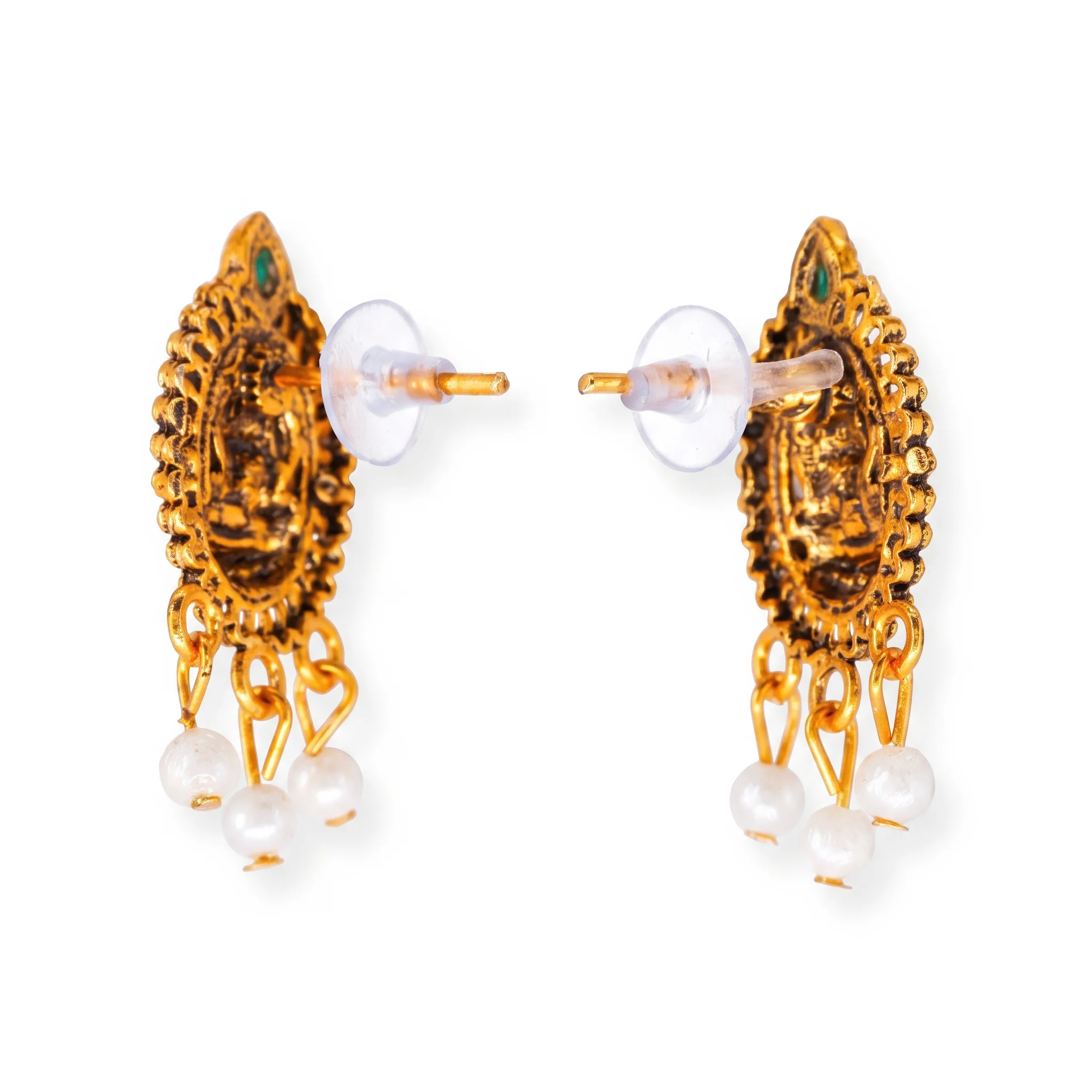 PRAO Earrings Anti-Tarnish Lakshmi Pearl Studs - Image 5