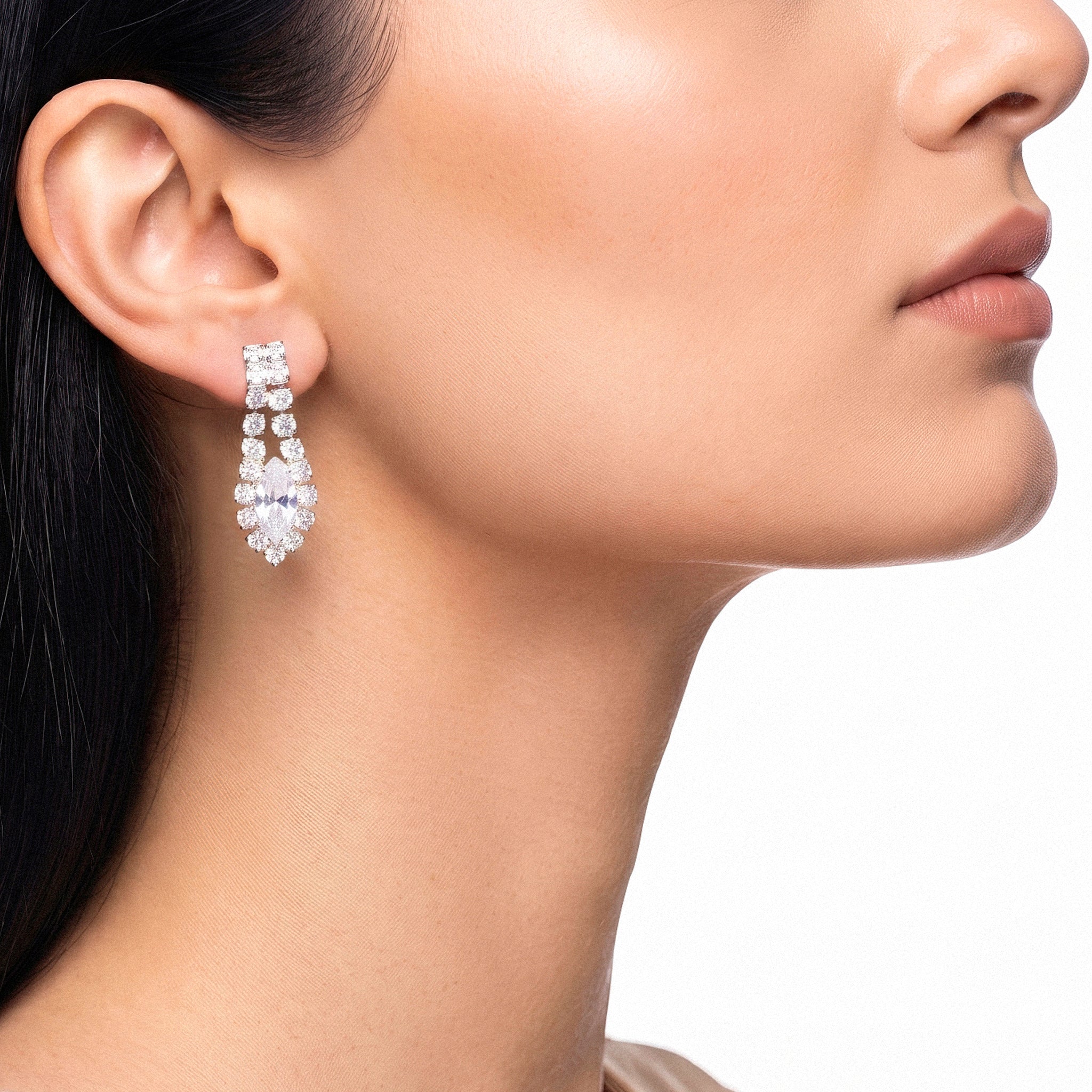 PRAO Earrings Anti-Tarnish Marquise Crystal Dangles - Image 2