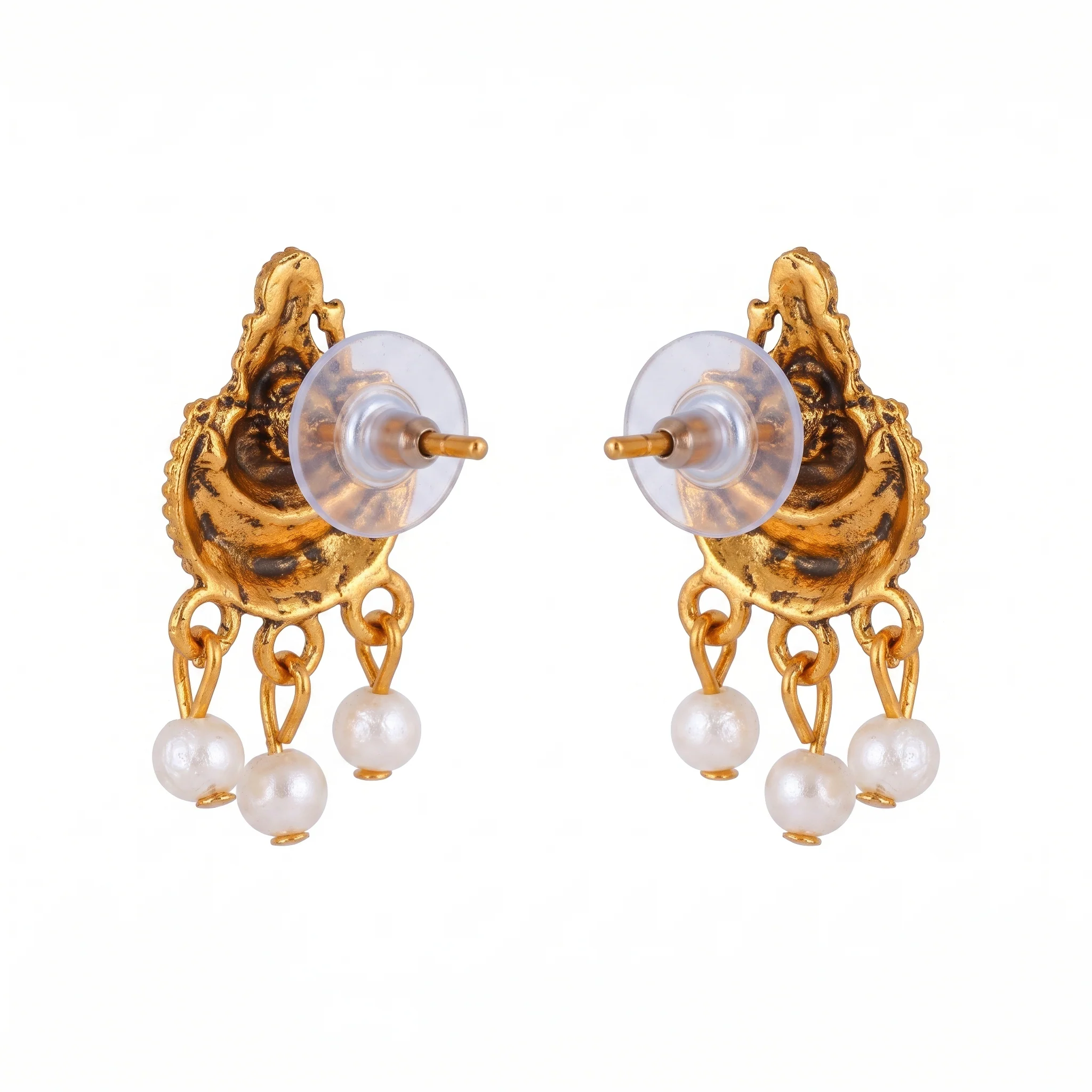 PRAO Earrings Anti-Tarnish Lakshmi Moon Studs - Image 5