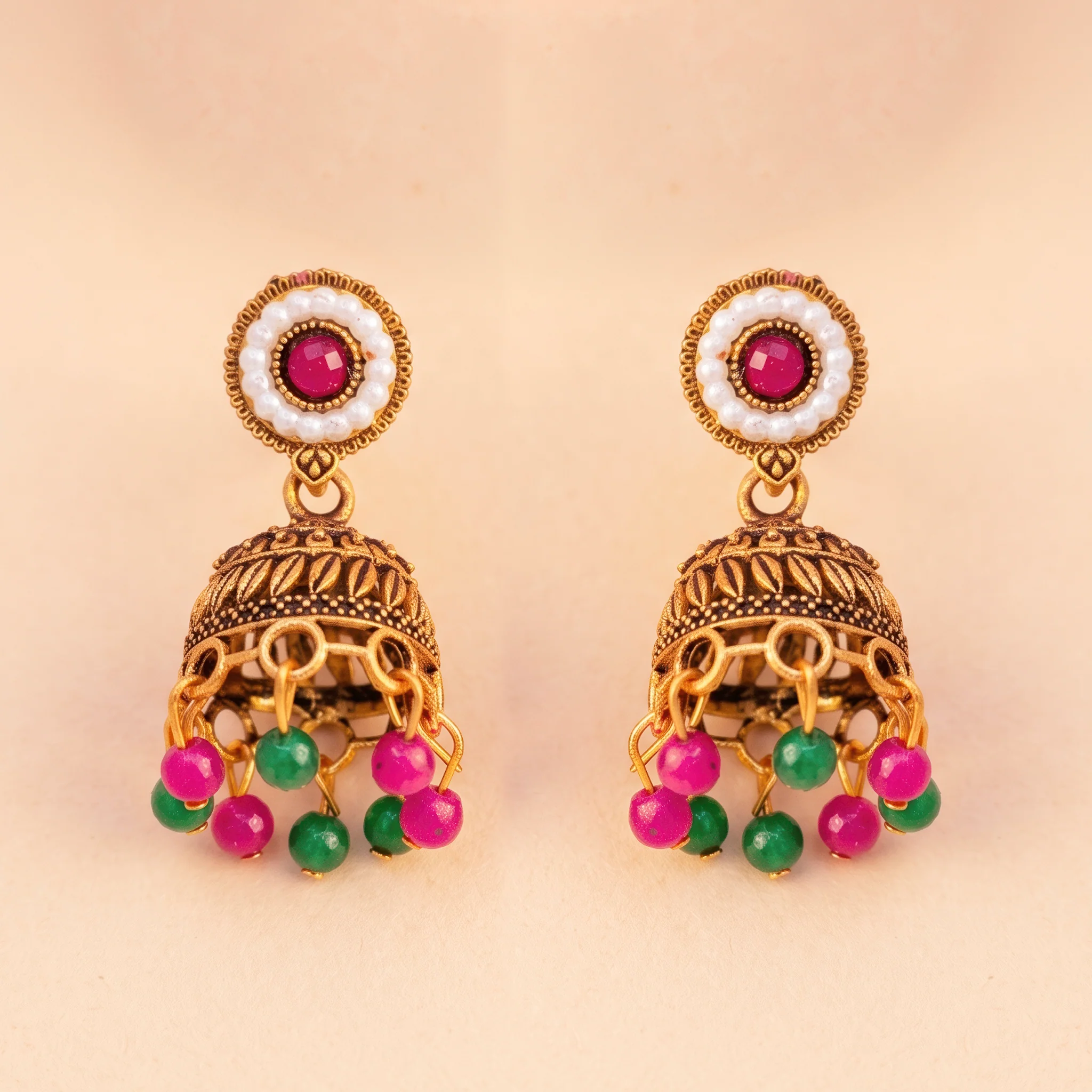 PRAO Earrings Anti-Tarnish Antique Pearl Jhumka - Image 4
