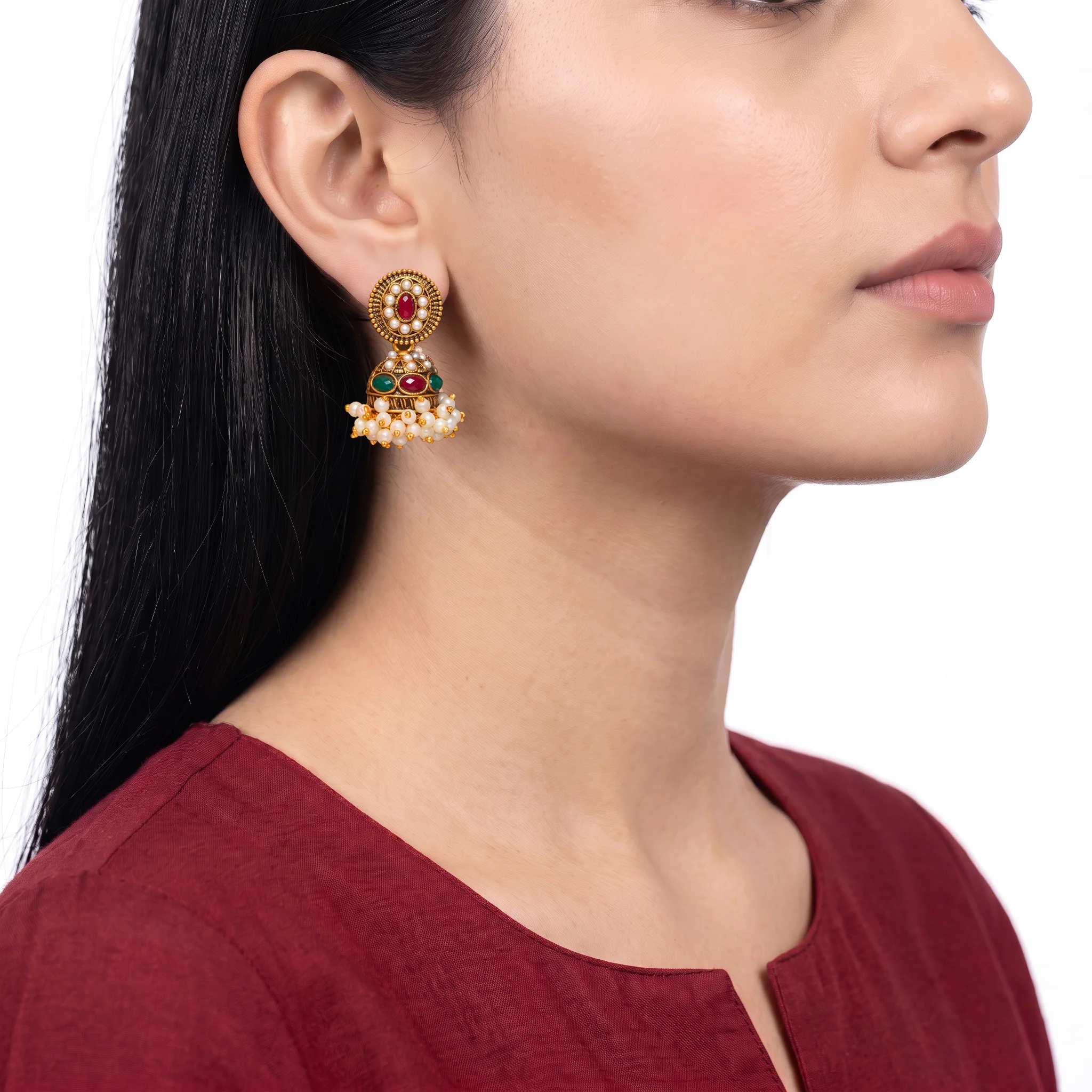 PRAO Earrings Anti-Tarnish Filigree Jhumka - Image 2