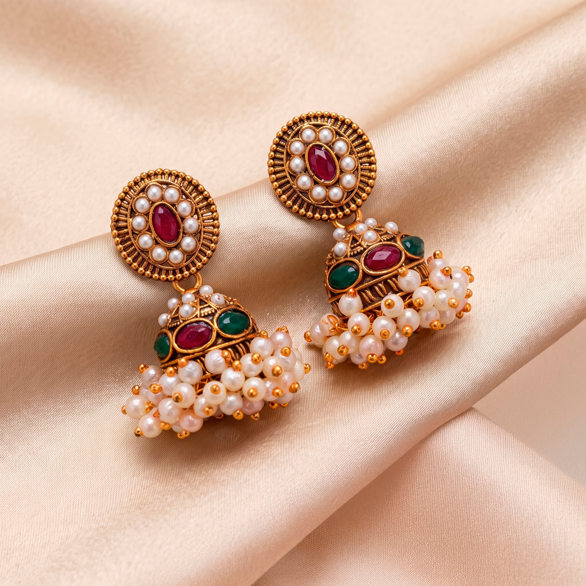 PRAO Earrings Anti-Tarnish Filigree Jhumka - Image 4