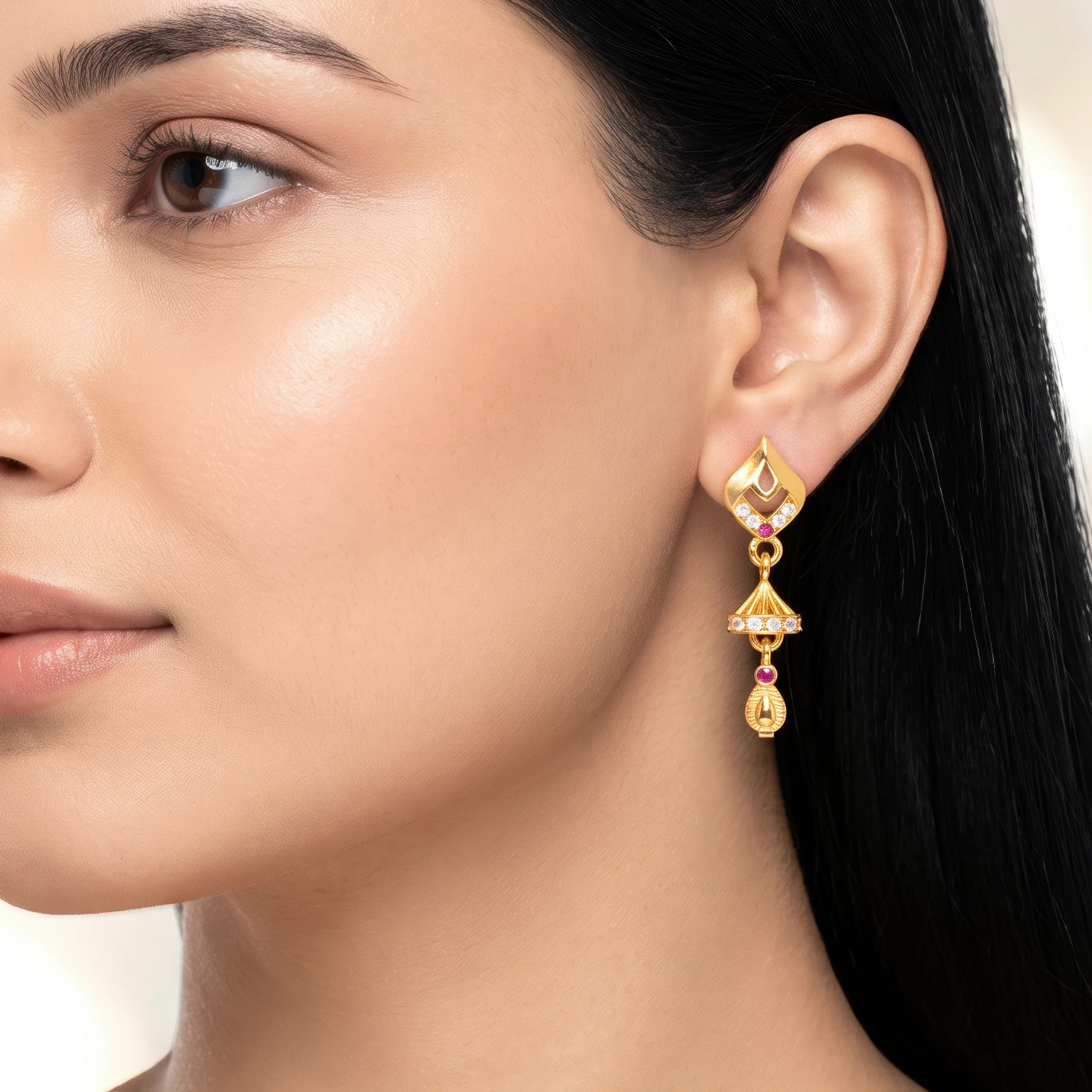 PRAO Earrings Anti-Tarnish Crystal Bell Dangles - Image 2
