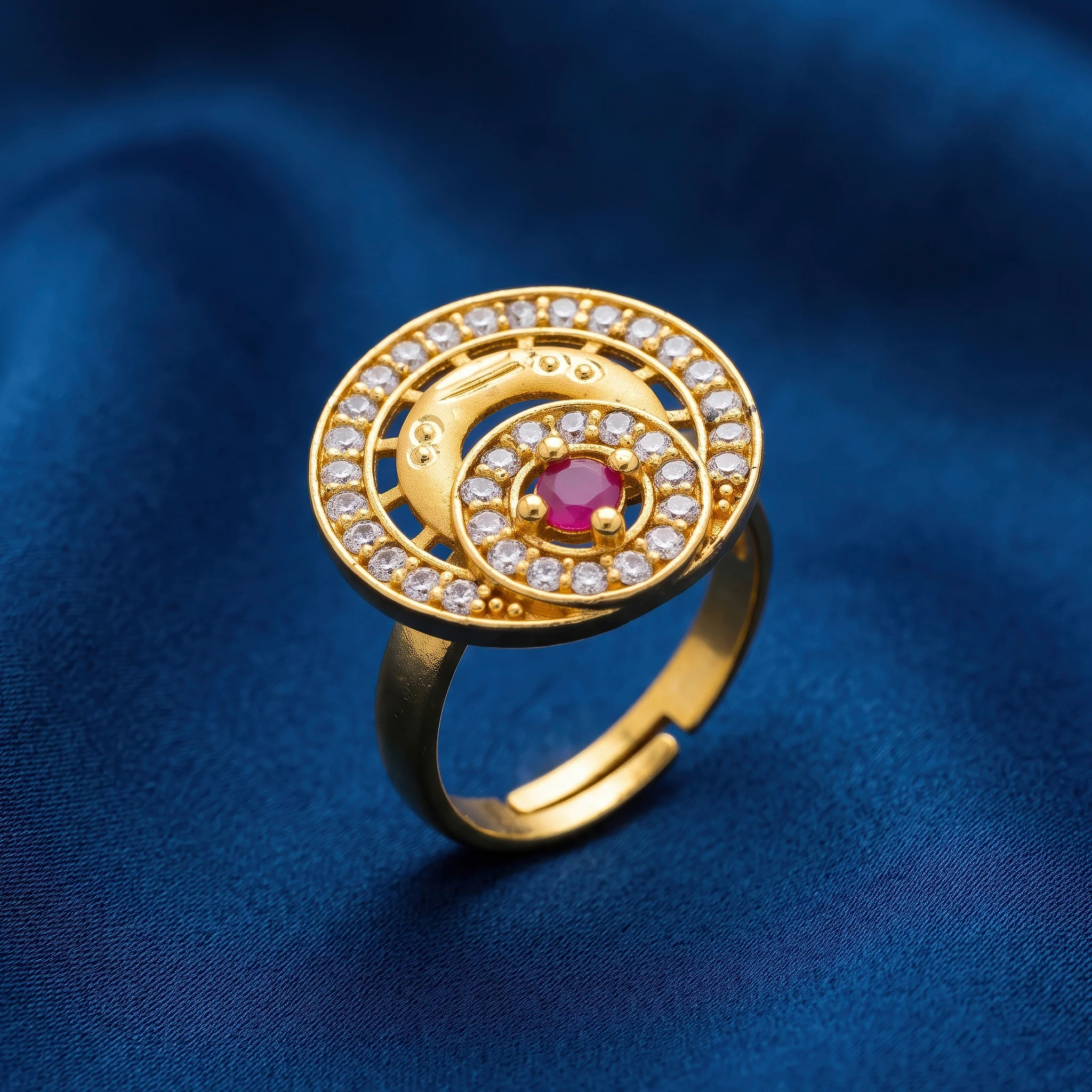 PRAO Ring Anti-Tarnish Crystal Halo with Pink Stone (Adjustable Size) - Image 5