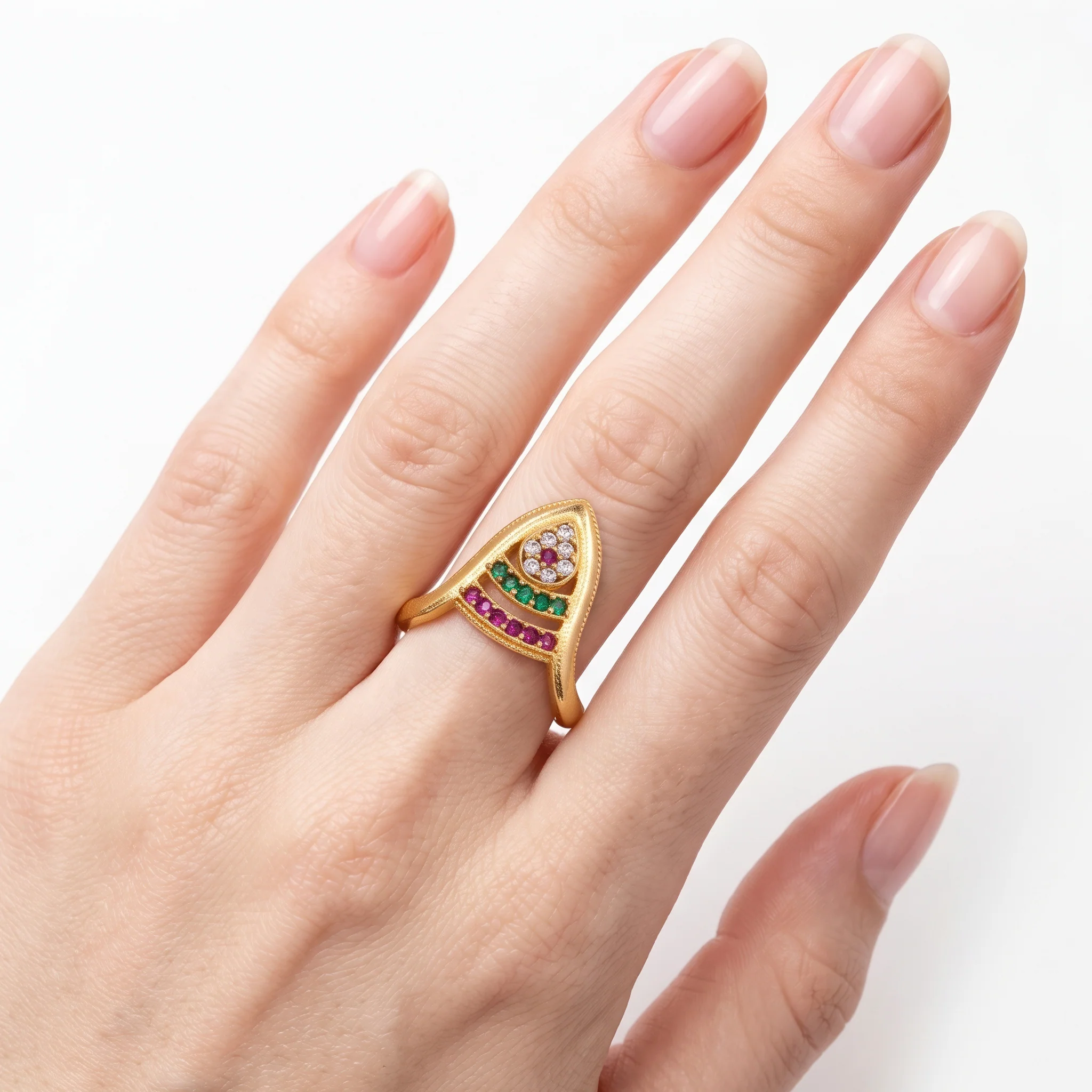 PRAO Ring Anti-Tarnish Multicolor Chevron (Adjustable Size) - Image 2
