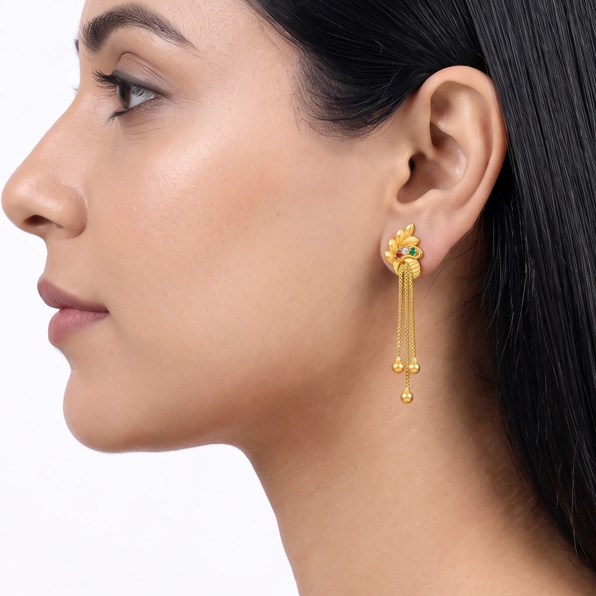 PRAO Earrings Anti-Tarnish Leaf Chain Dangles - Image 3