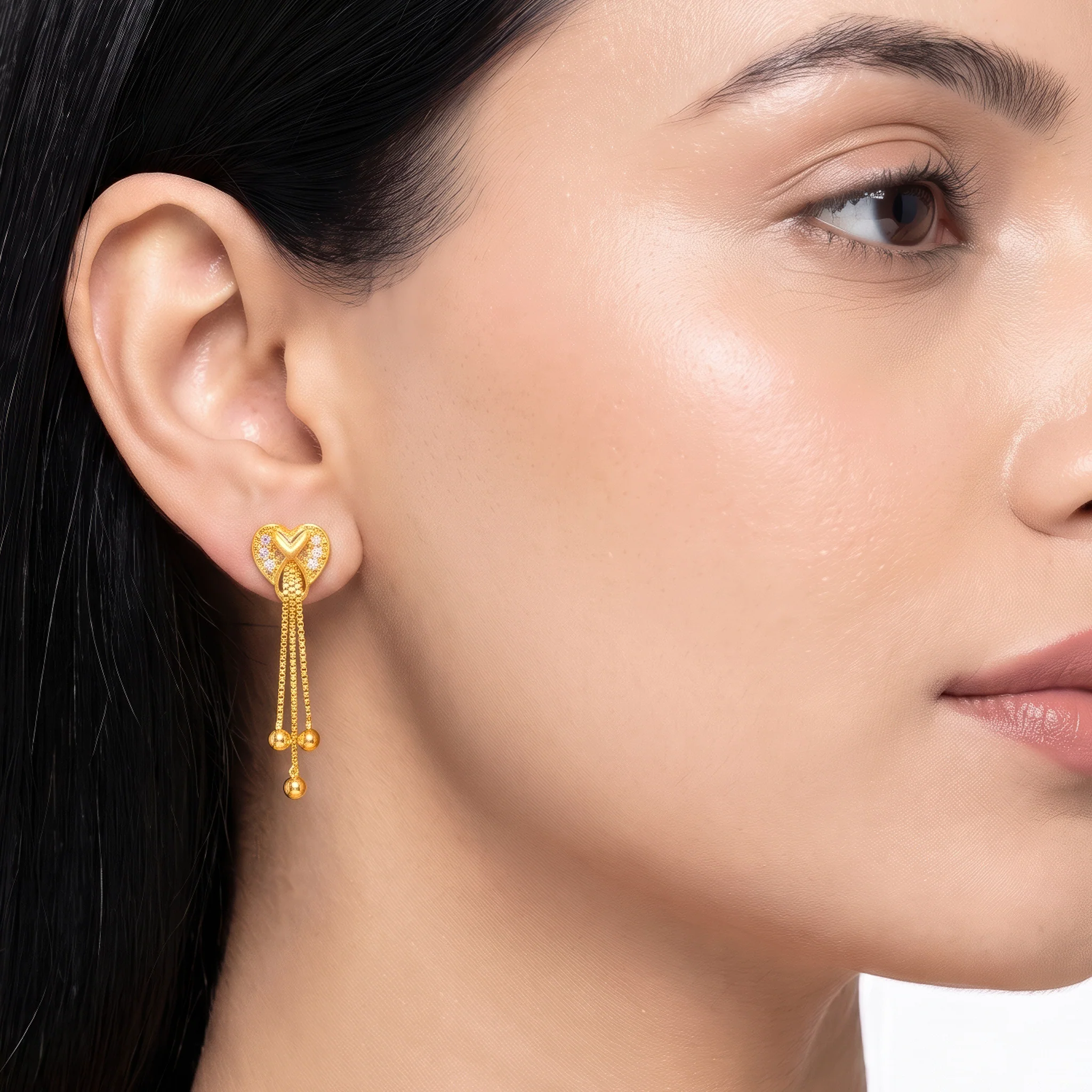 PRAO Earrings Anti-Tarnish Heart Chain Dangles - Image 3