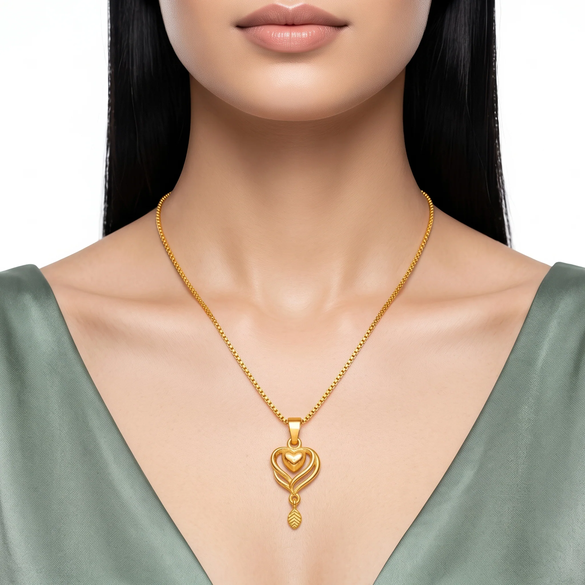 PRAO Necklace Anti-Tarnish Open Heart Chain - Image 2