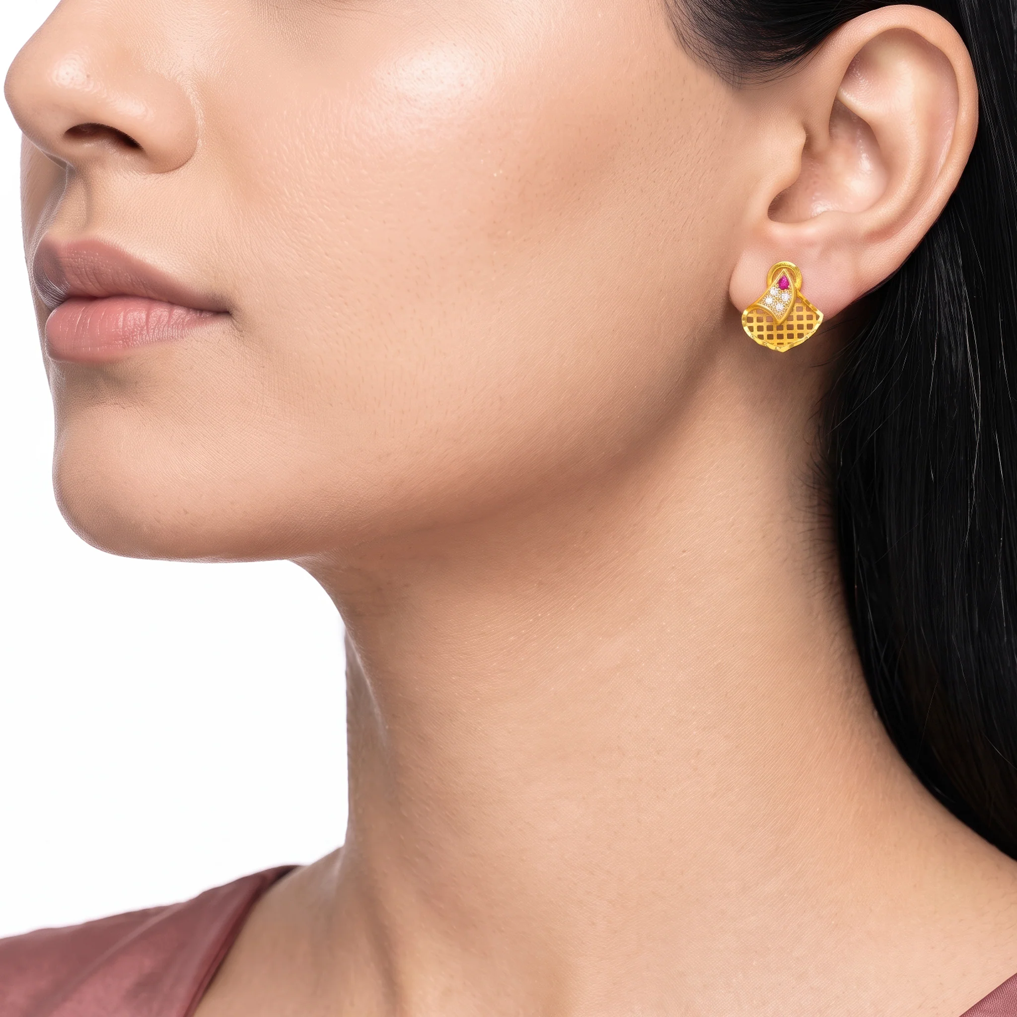 PRAO Earrings Anti-Tarnish Fan Crystal Studs - Image 3
