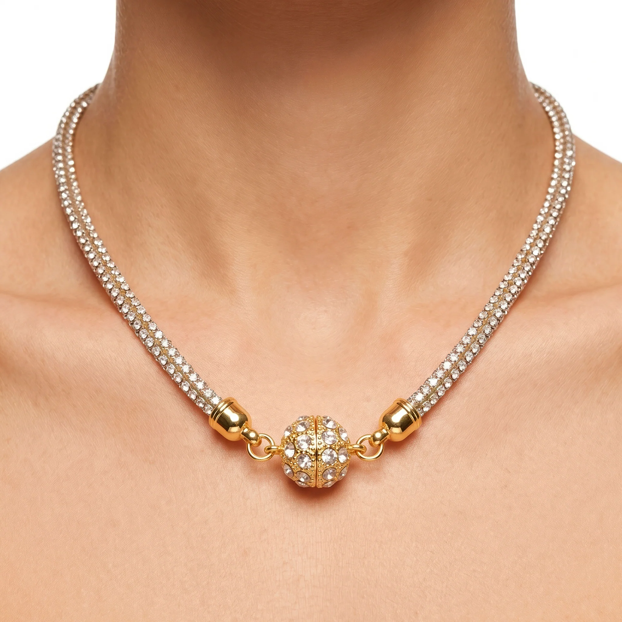 PRAO Necklace Anti-Tarnish Crystal Rope Chain