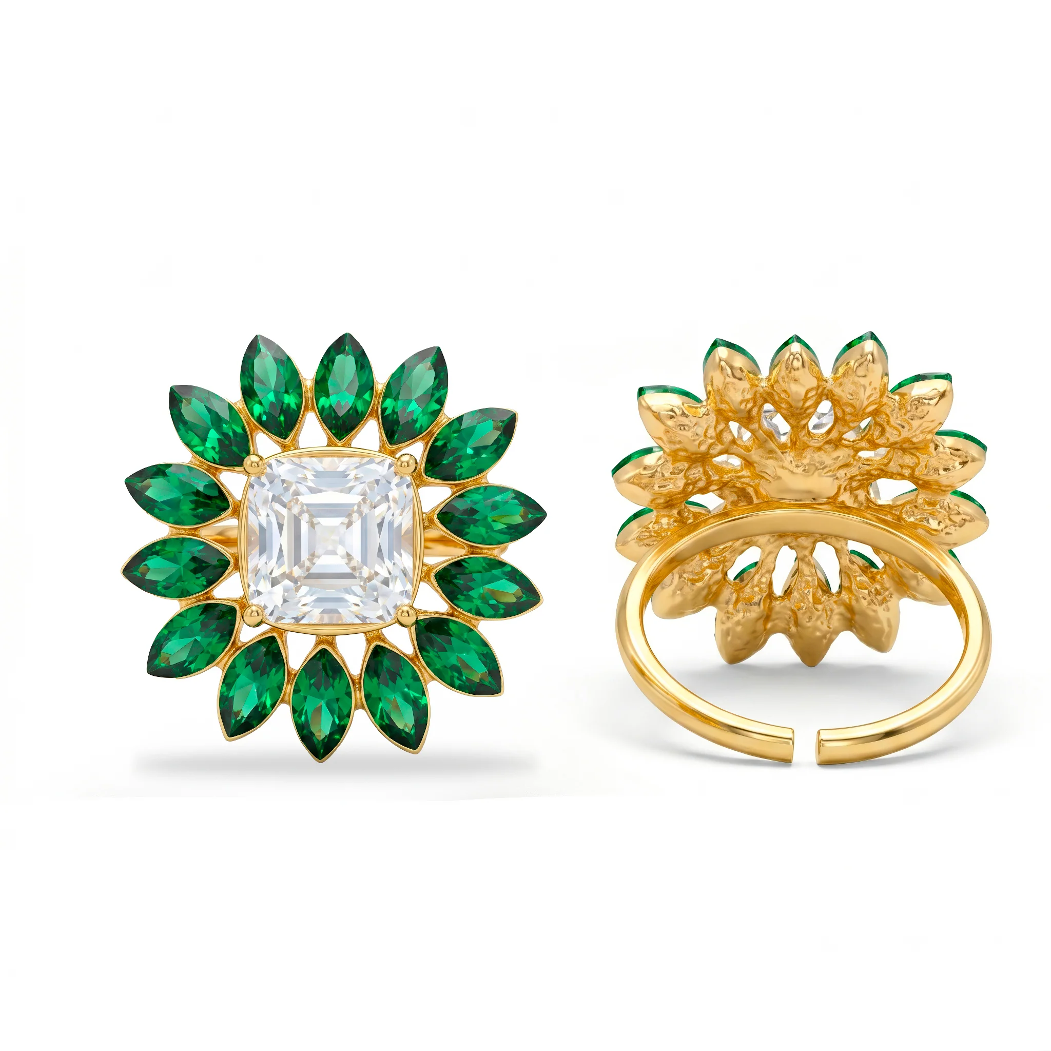 PRAO Ring Anti-Tarnish Green Halo Crystal (Adjustable Size) - Image 2