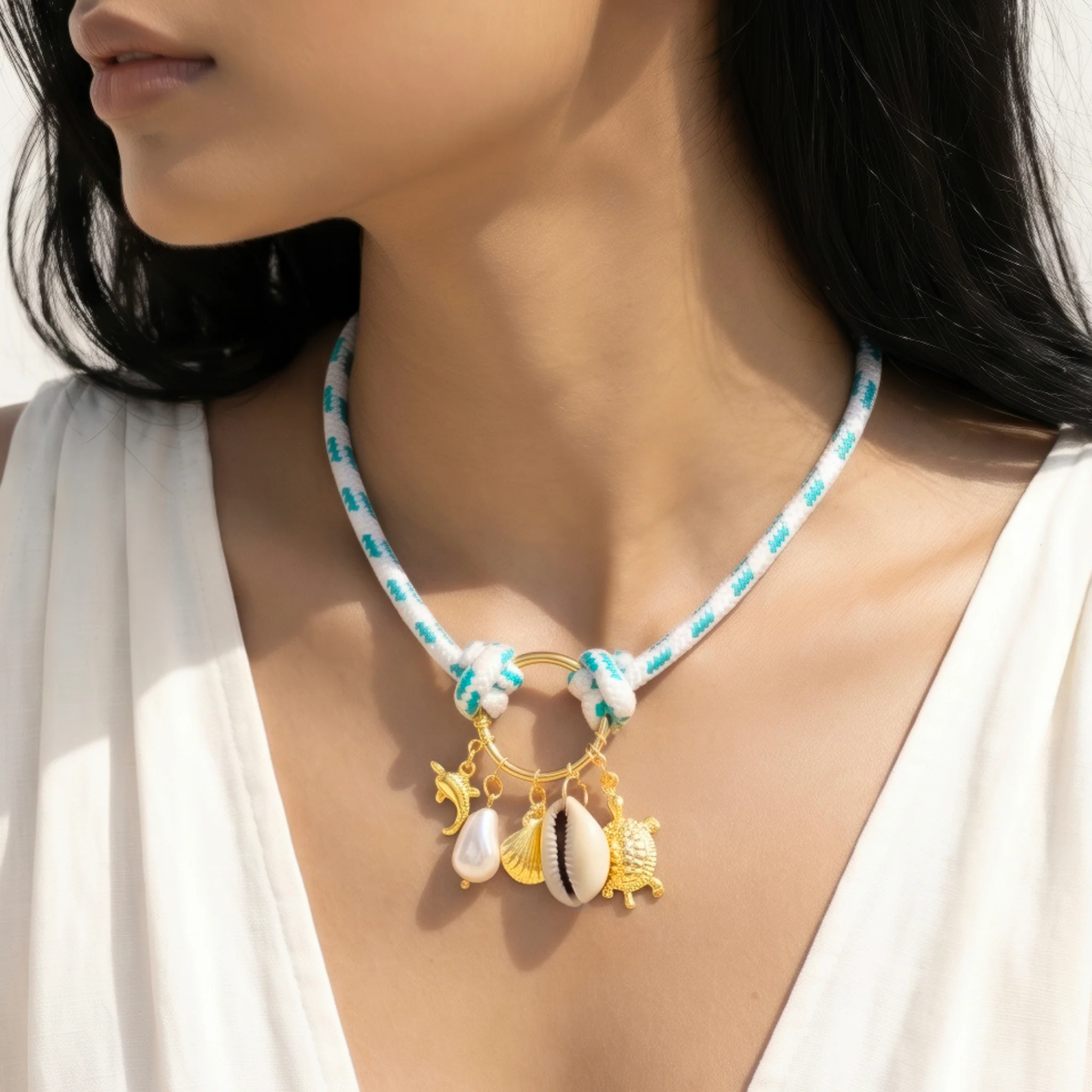 PRAO Necklace Anti-Tarnish Nautical Charm Choker Set - Image 2