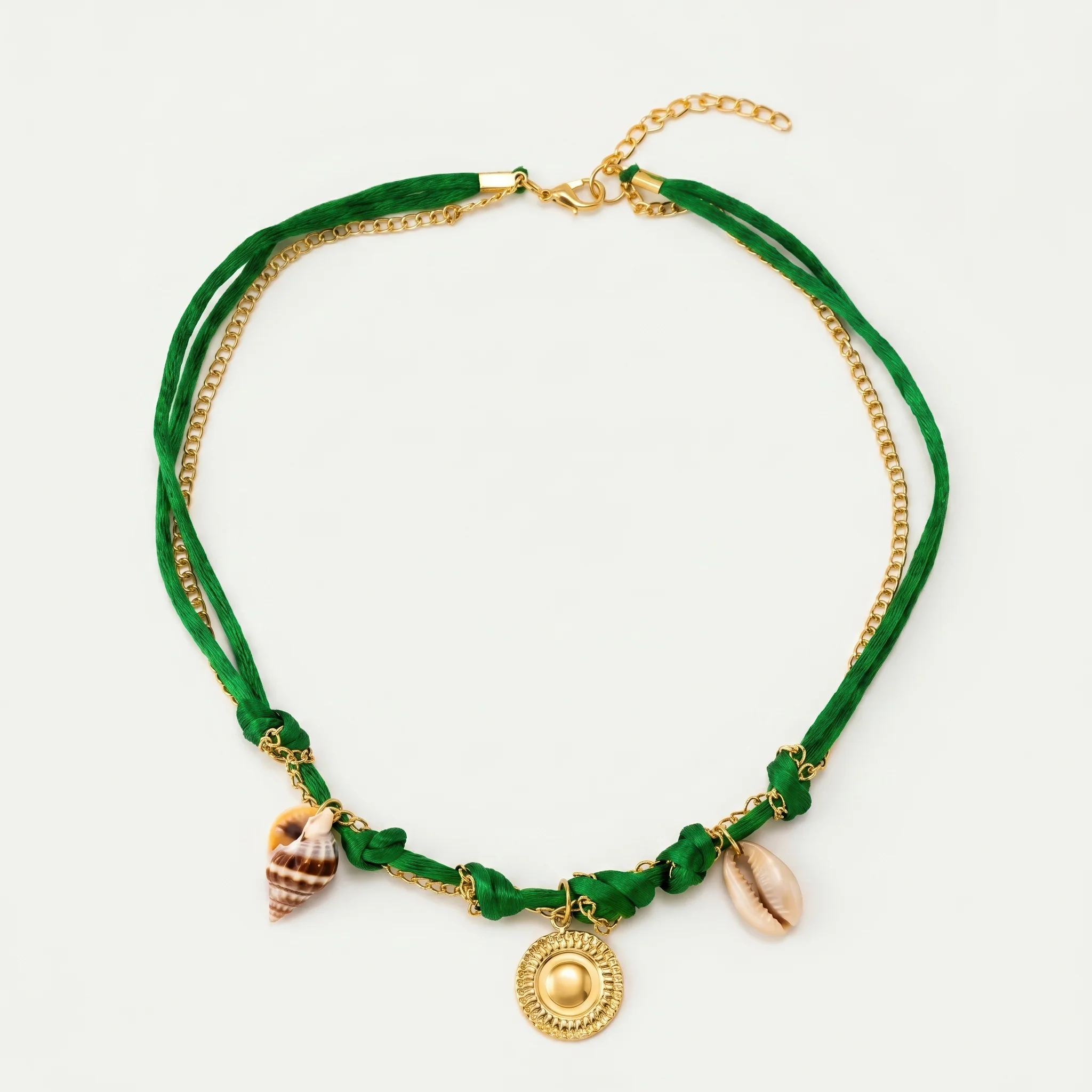 PRAO Necklace Anti-Tarnish Green Shell Cord Choker - Image 3