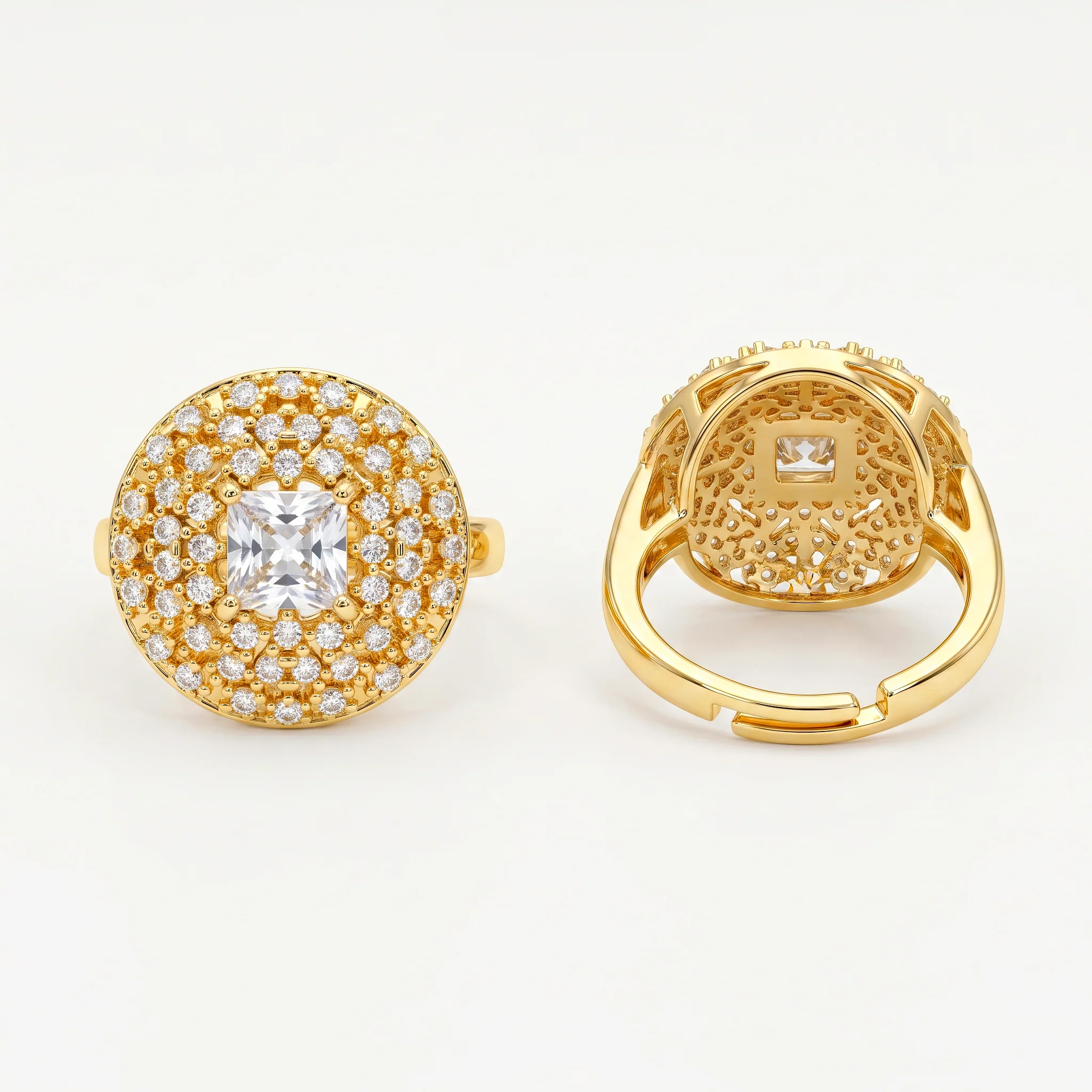 PRAO Ring Anti-Tarnish Princess Crystal (Adjustable Size)