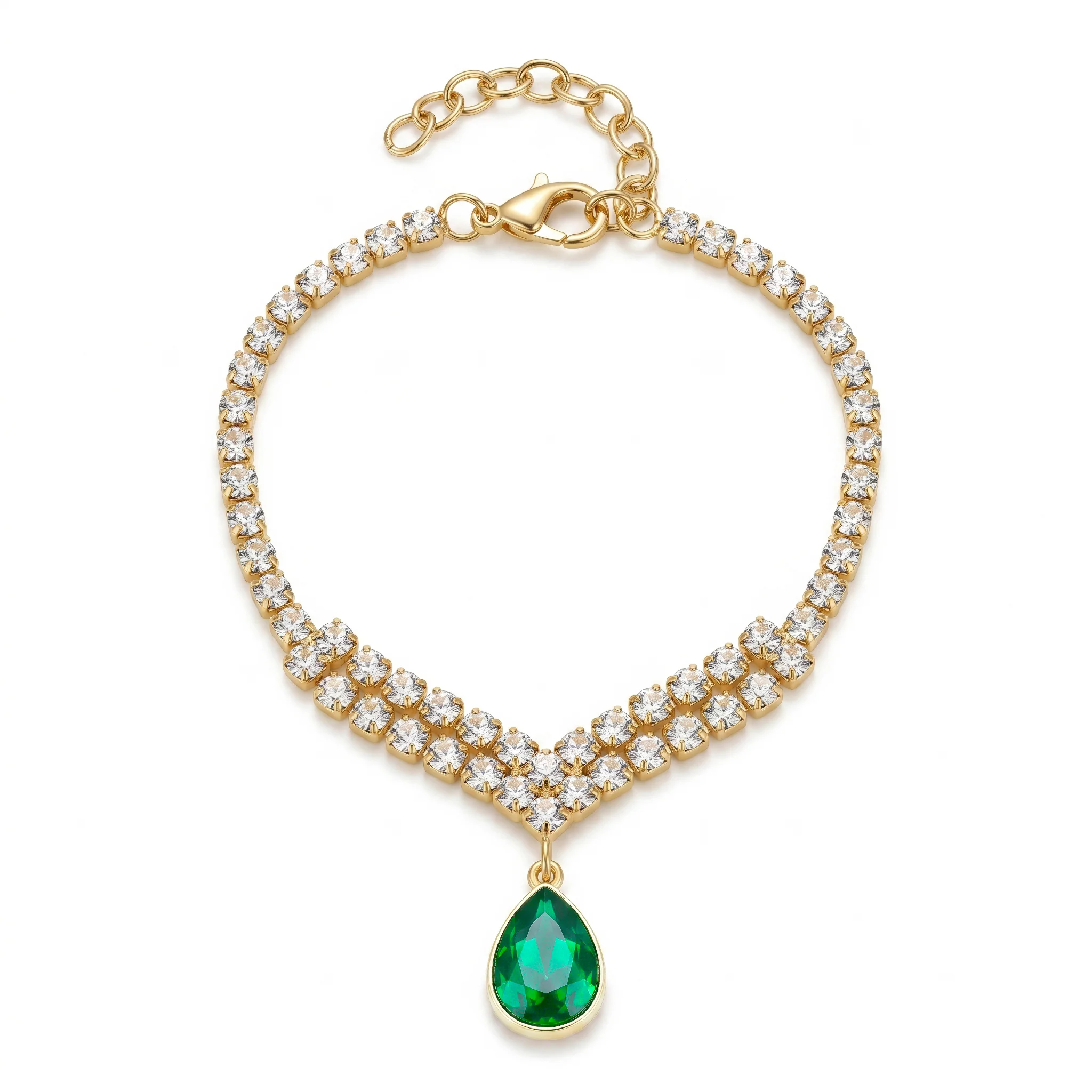 PRAO Bracelet Anti-Tarnish Green Charm Chain (Adjustable Size)