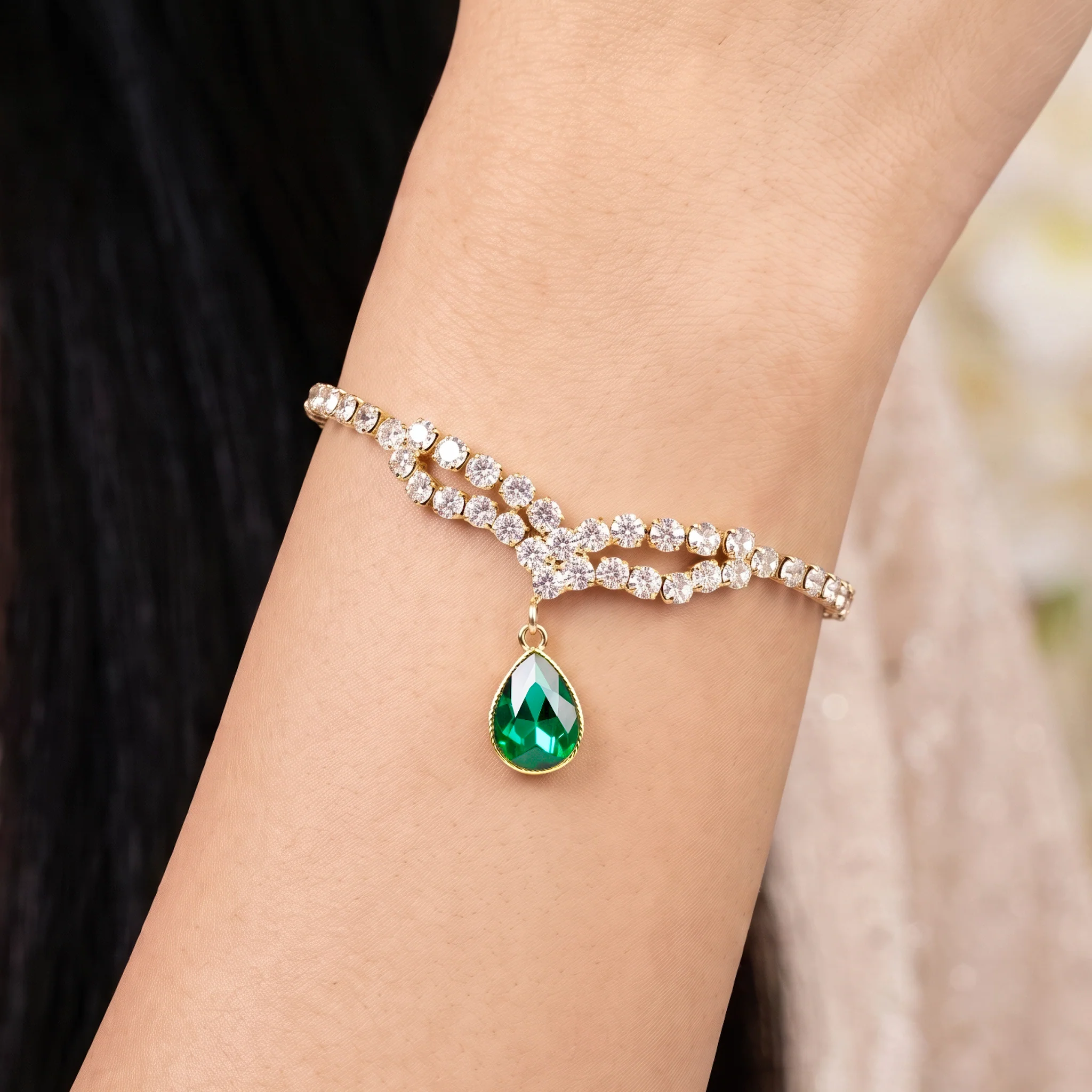 PRAO Bracelet Anti-Tarnish Green Charm Chain (Adjustable Size) - Image 2