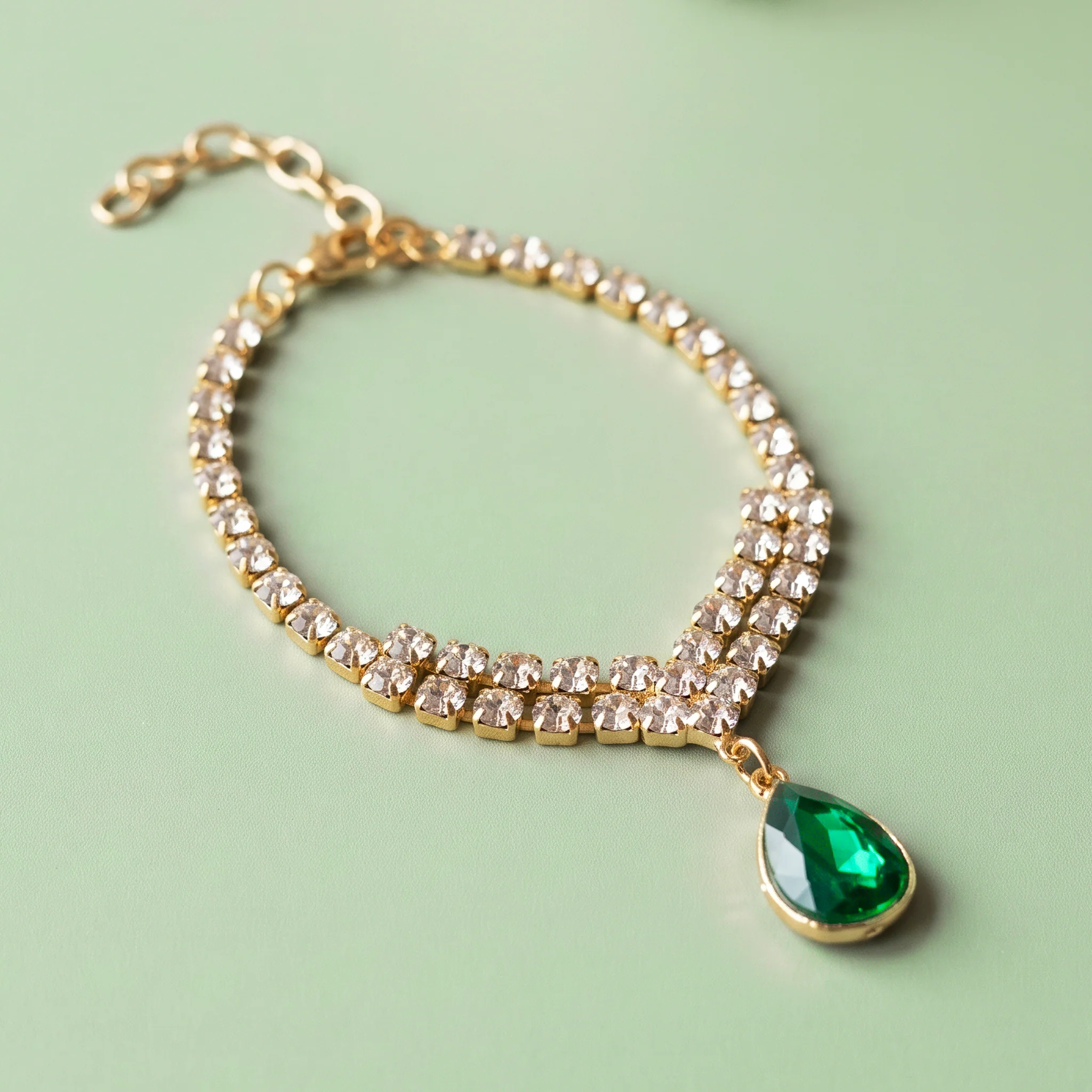 PRAO Bracelet Anti-Tarnish Green Charm Chain (Adjustable Size) - Image 5
