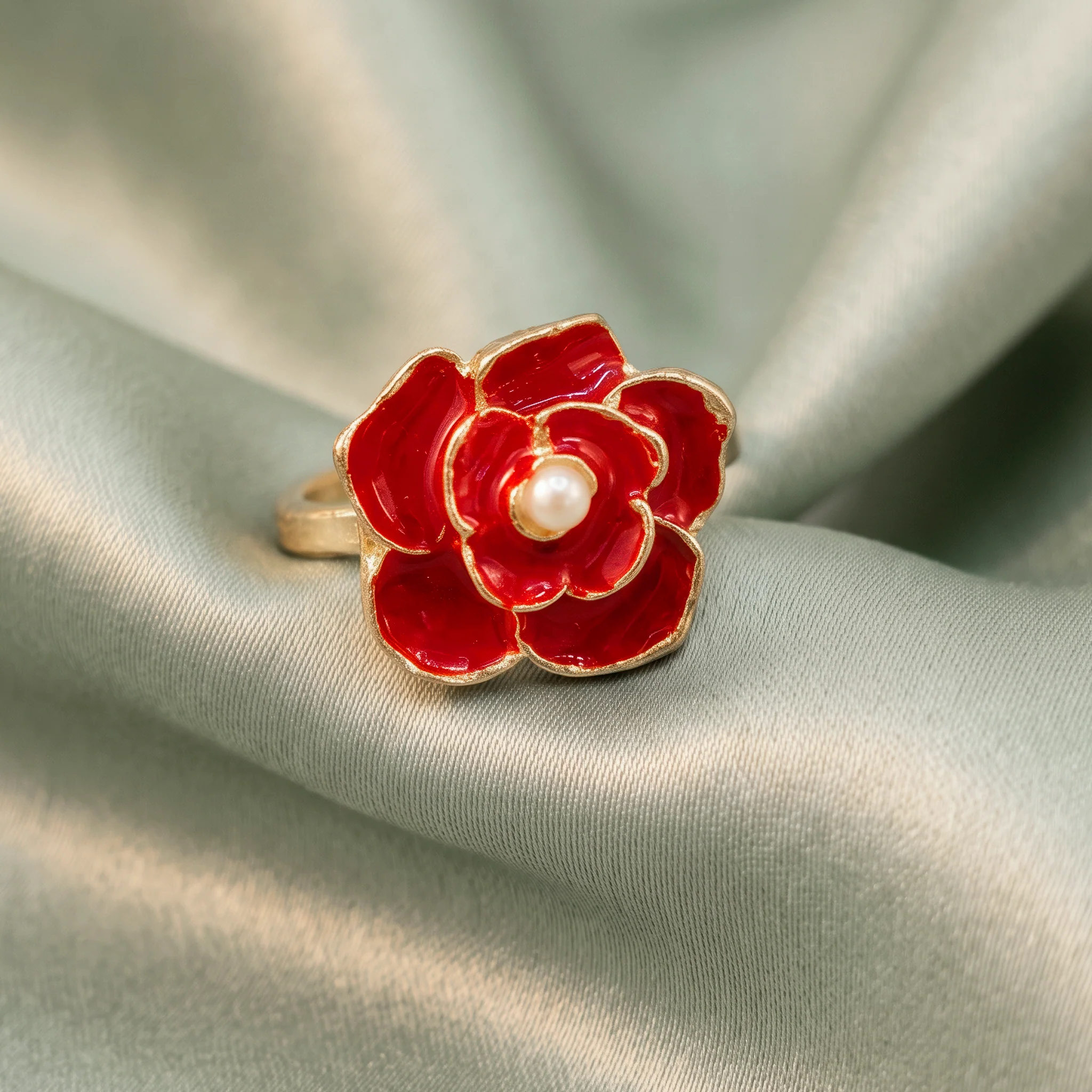 PRAO Ring Anti-Tarnish Red Rose Ring (Adjustable Size) - Image 5