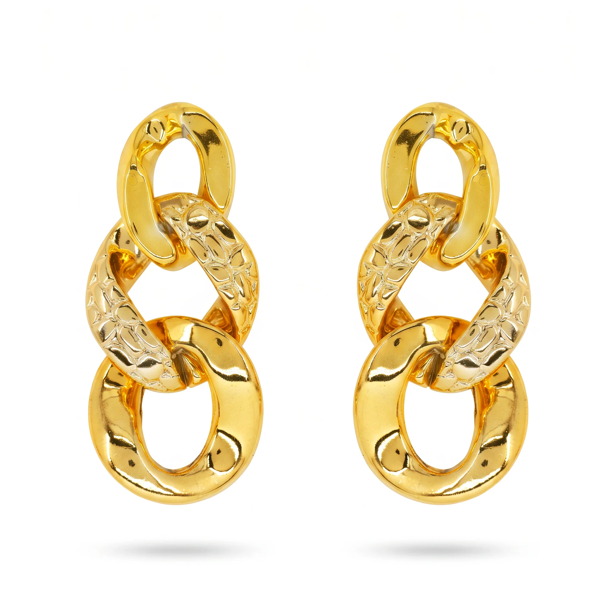 PRAO Earrings Textured Link Dangles - Image 4