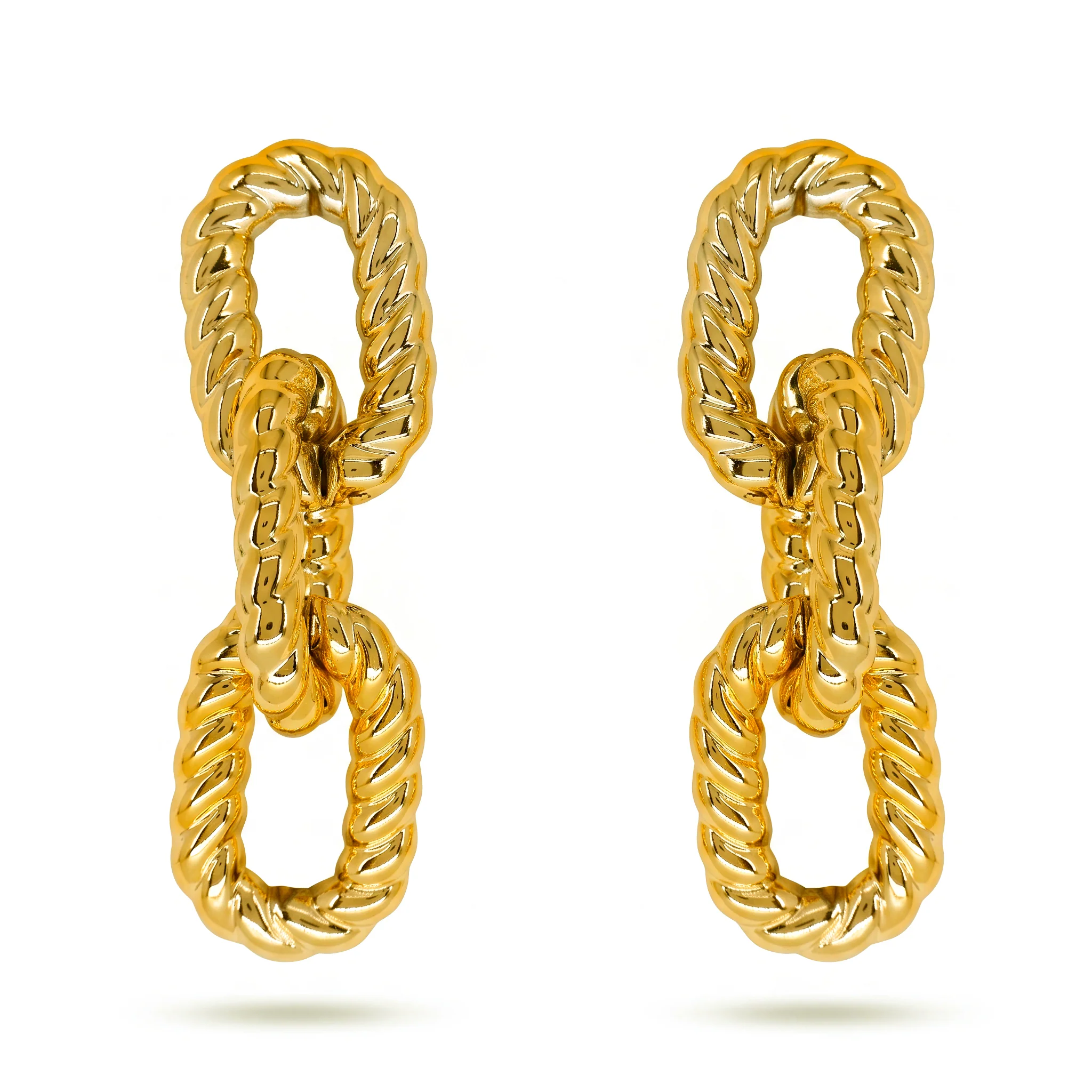 PRAO Earrings Twisted Link Dangles - Image 3