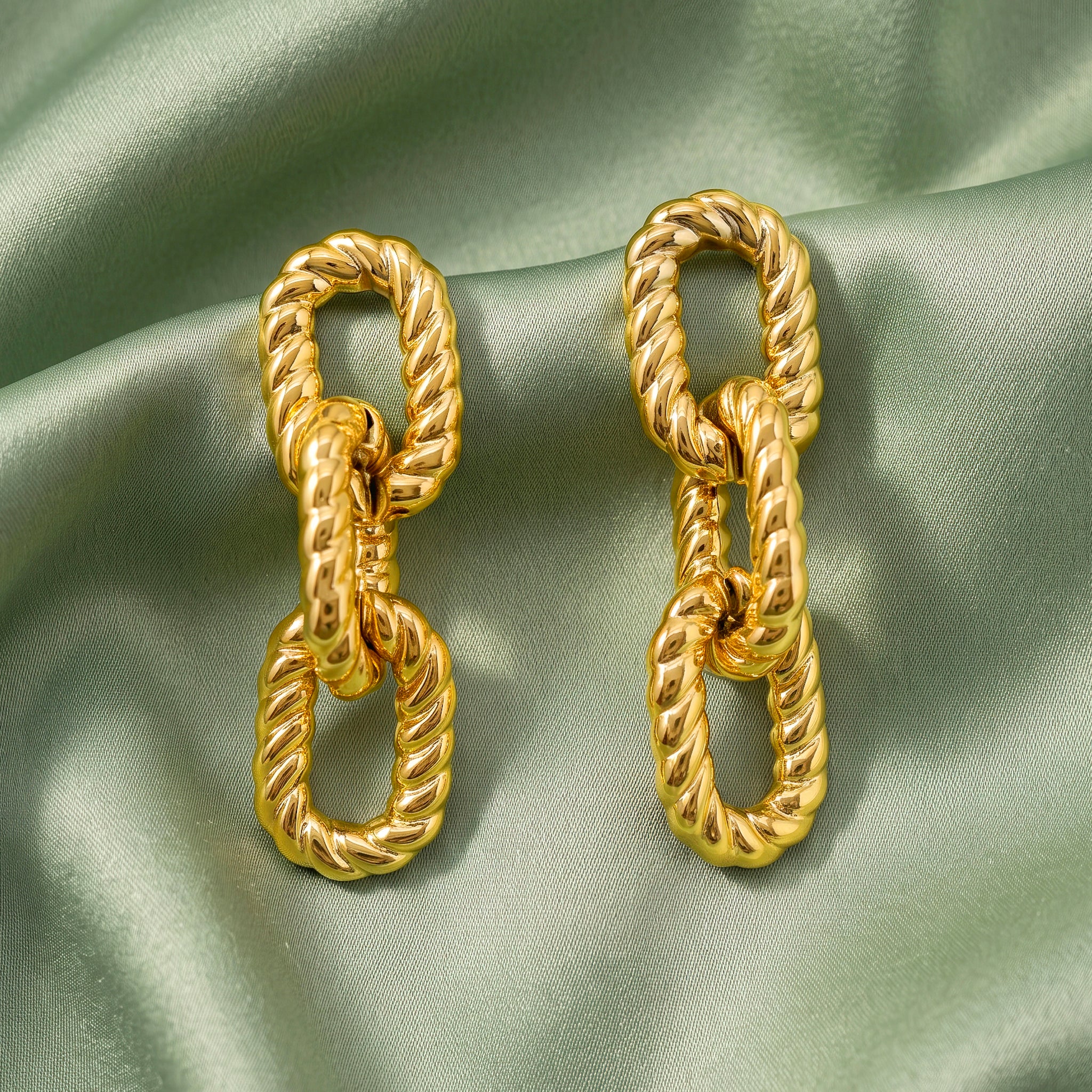 PRAO Earrings Twisted Link Dangles - Image 4
