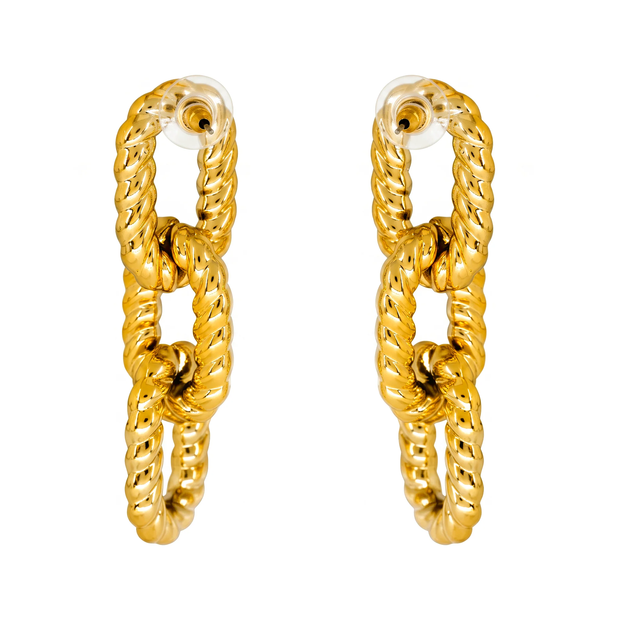 PRAO Earrings Twisted Link Dangles - Image 5