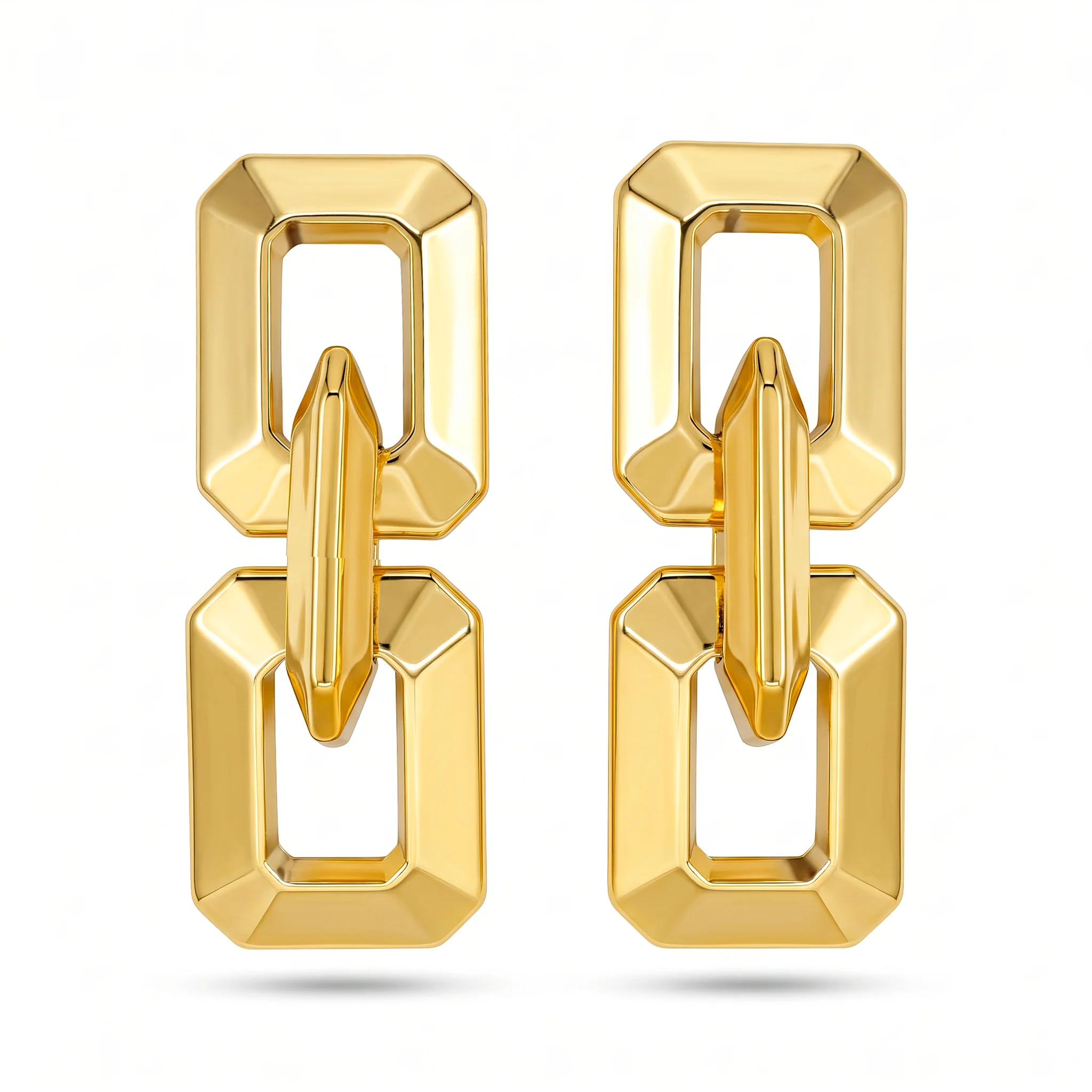 PRAO Earrings Geometric Link Dangles - Image 3
