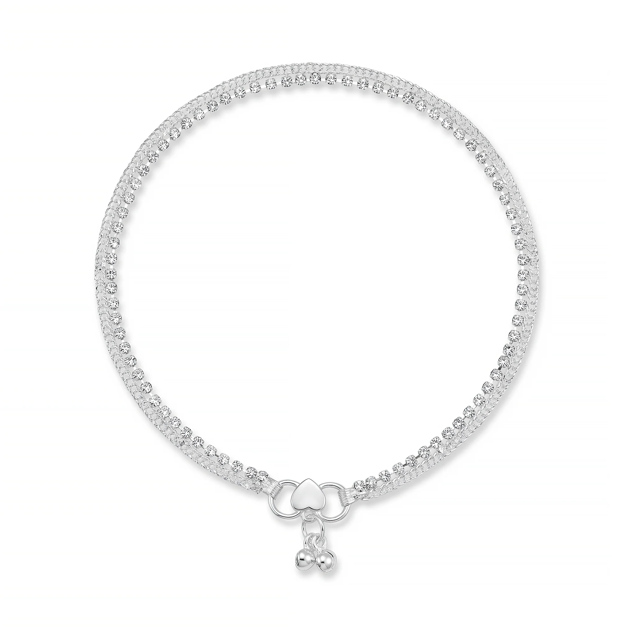 PRAO Anklet Anti-Tarnish Layered Heart Crystal - Image 3