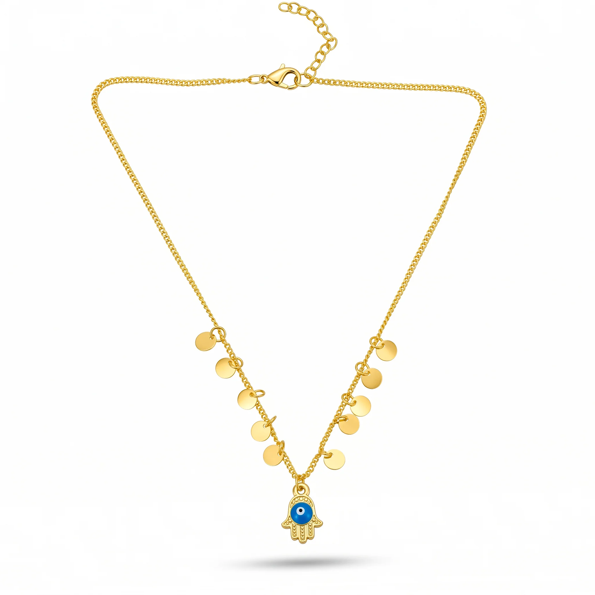 PRAO Necklace Anti-Tarnish Hamsa Evil Eye Chain - Image 3
