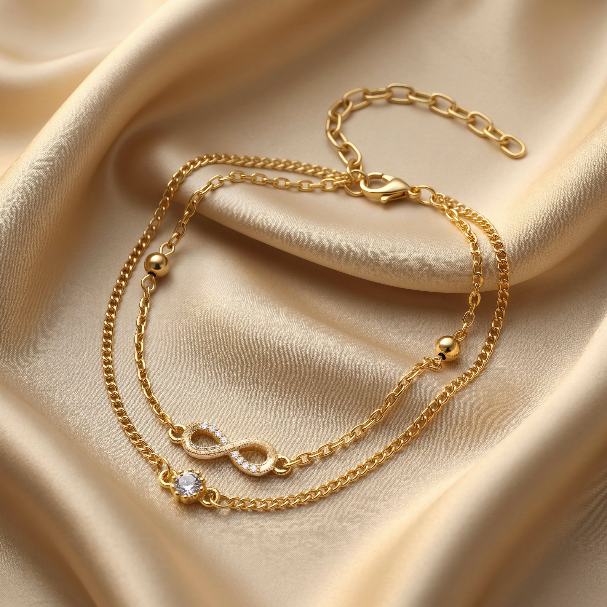 PRAO Anklet Anti-Tarnish Infinity Crystal - Image 4