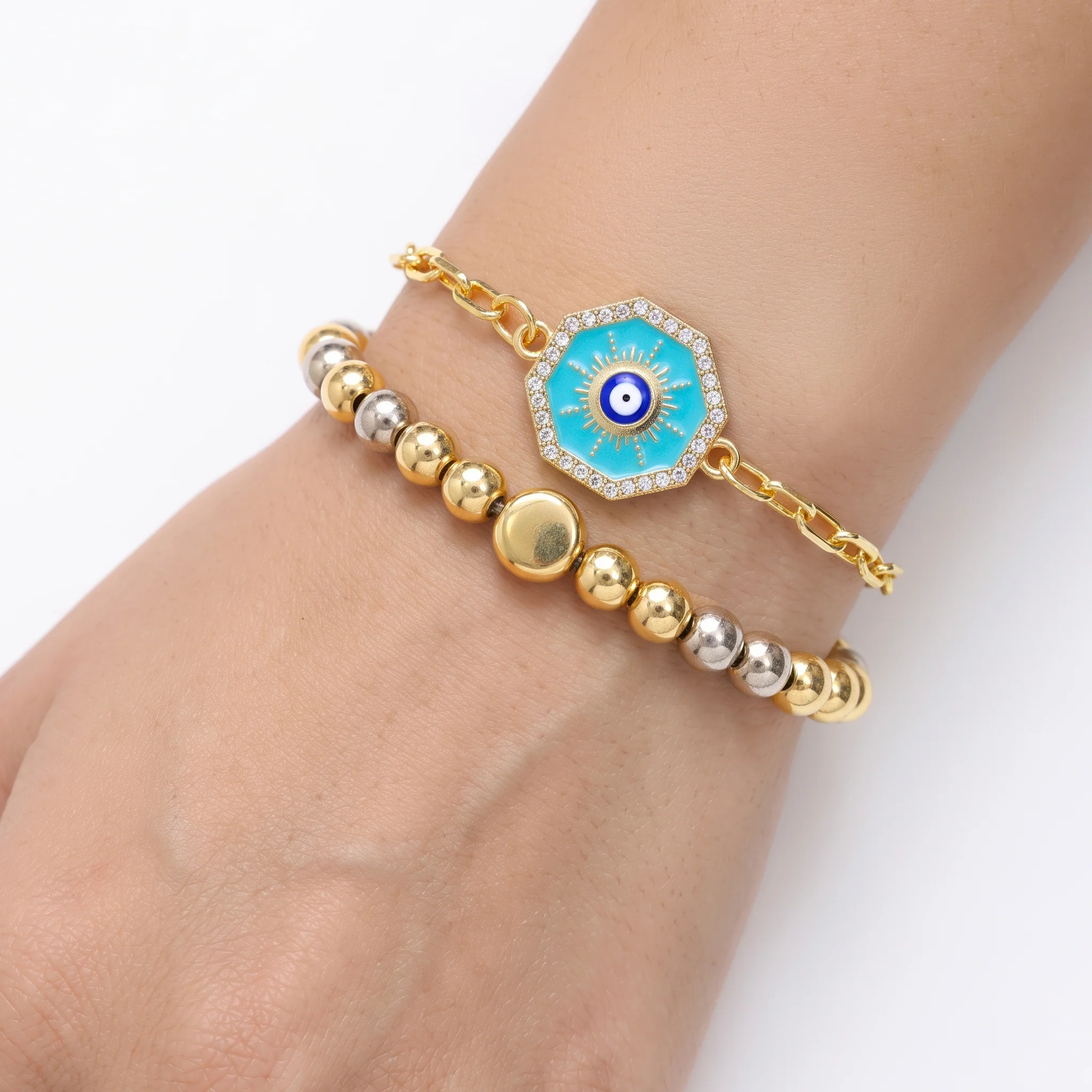 PRAO Bracelet Anti-Tarnish Evil Eye Stack (Adjustable Size) - Image 2