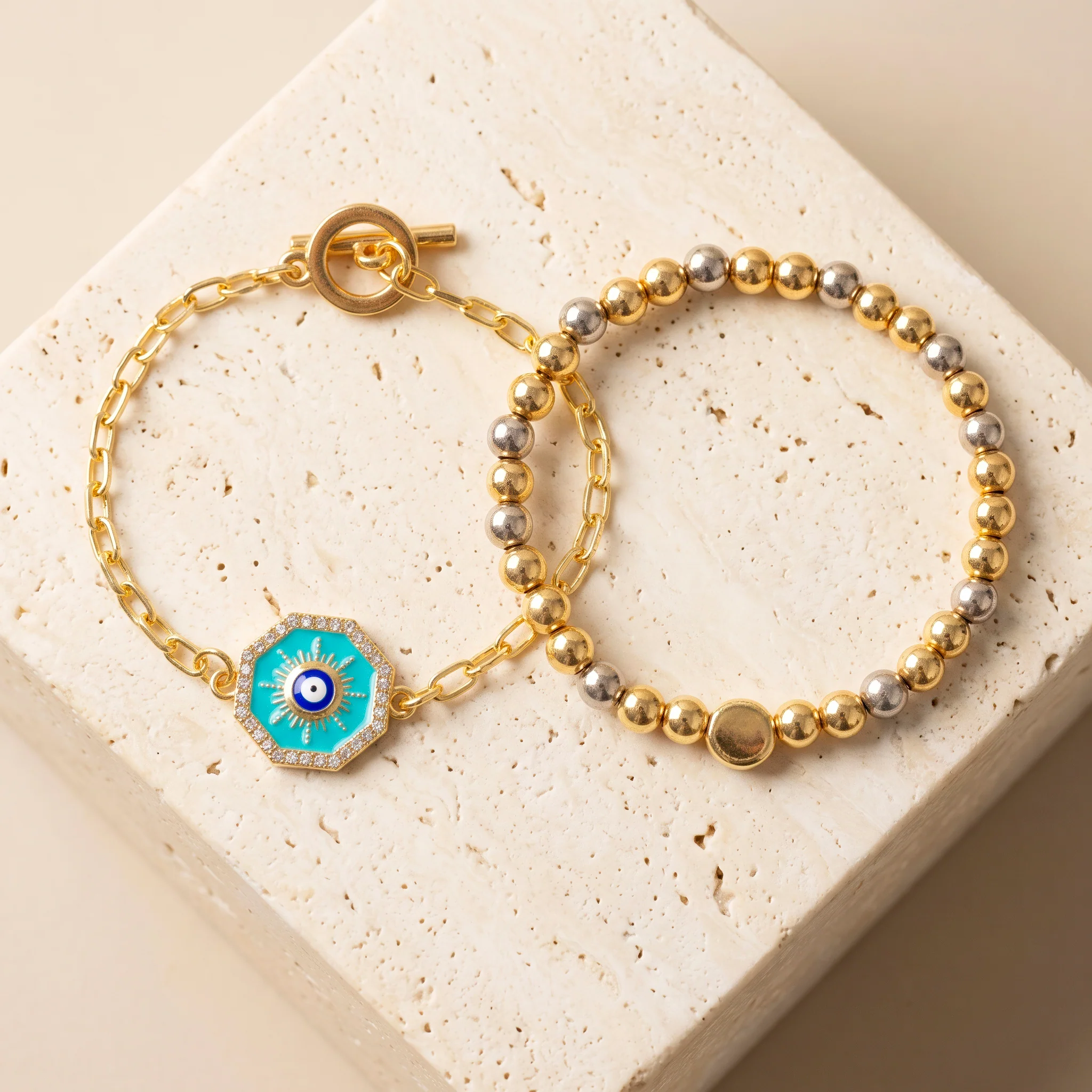 PRAO Bracelet Anti-Tarnish Evil Eye Stack (Adjustable Size) - Image 4