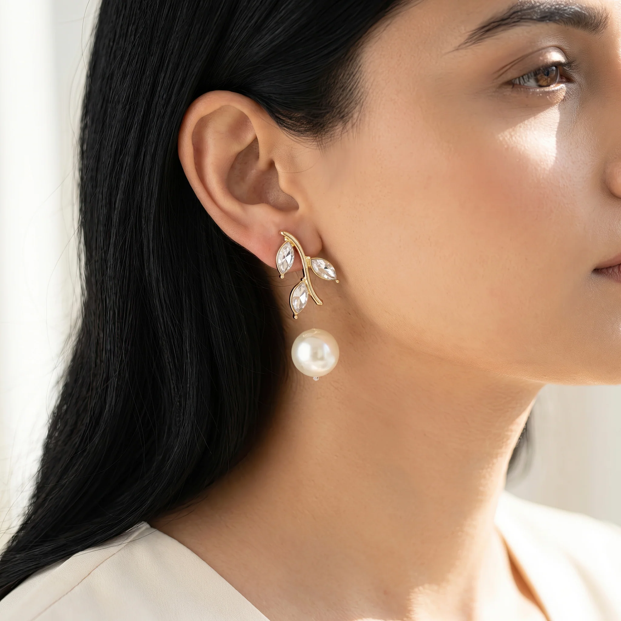 PRAO Earrings Anti-Tarnish Invisible Thread Floating Pearls - Image 4