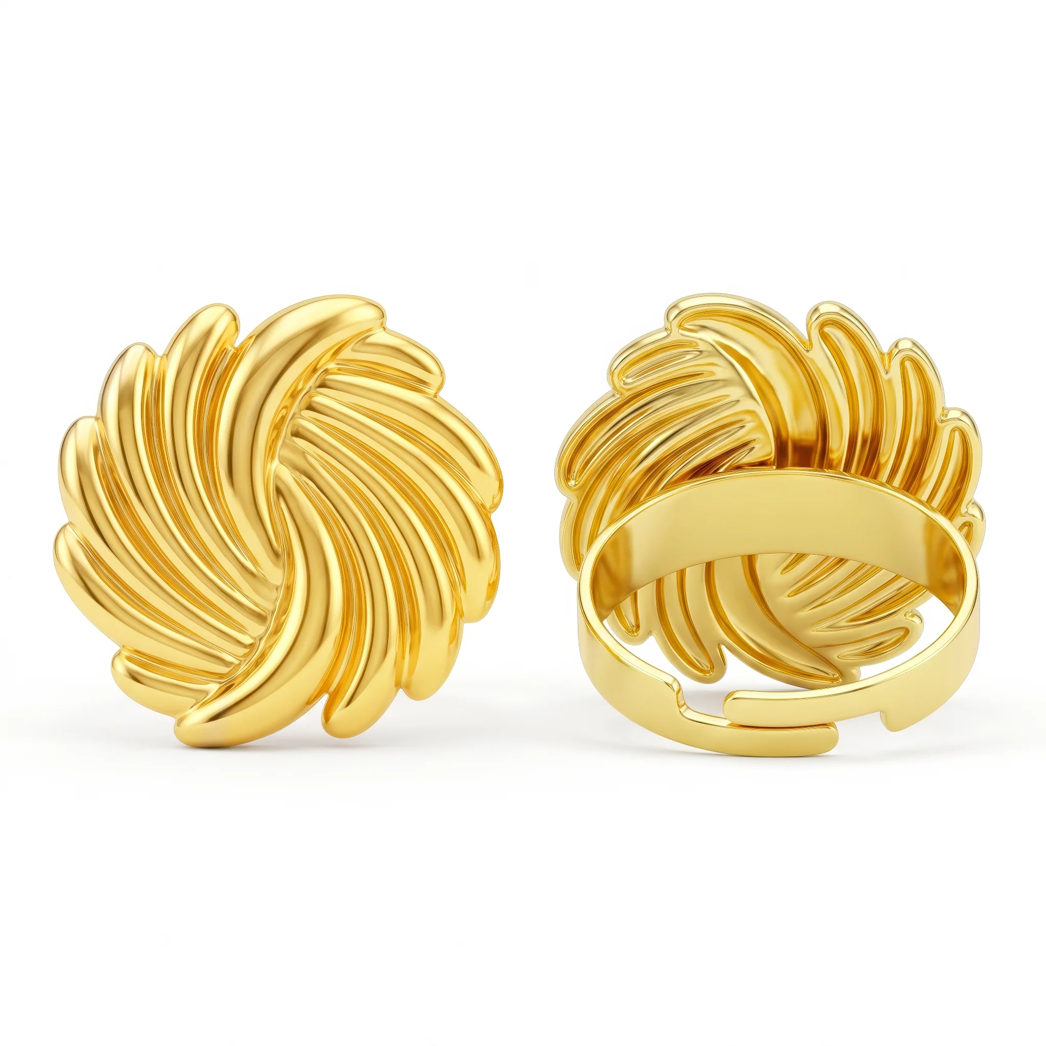 PRAO Ring Anti-Tarnish Sunburst Swirl Ribbed (Adjustable Size) - Image 5
