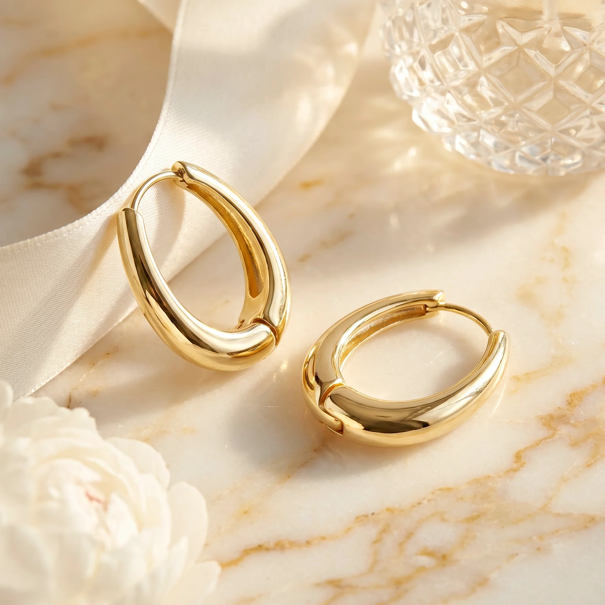 PRAO Earrings Anti-Tarnish Molten Sculptural Silhouette - Image 4