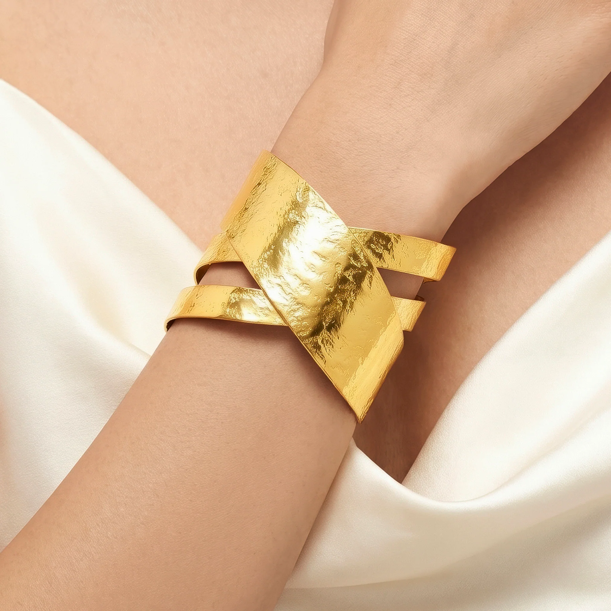 PRAO Bracelet Anti-Tarnish  X Crossover Cuff (Adjustable Size) - Image 3