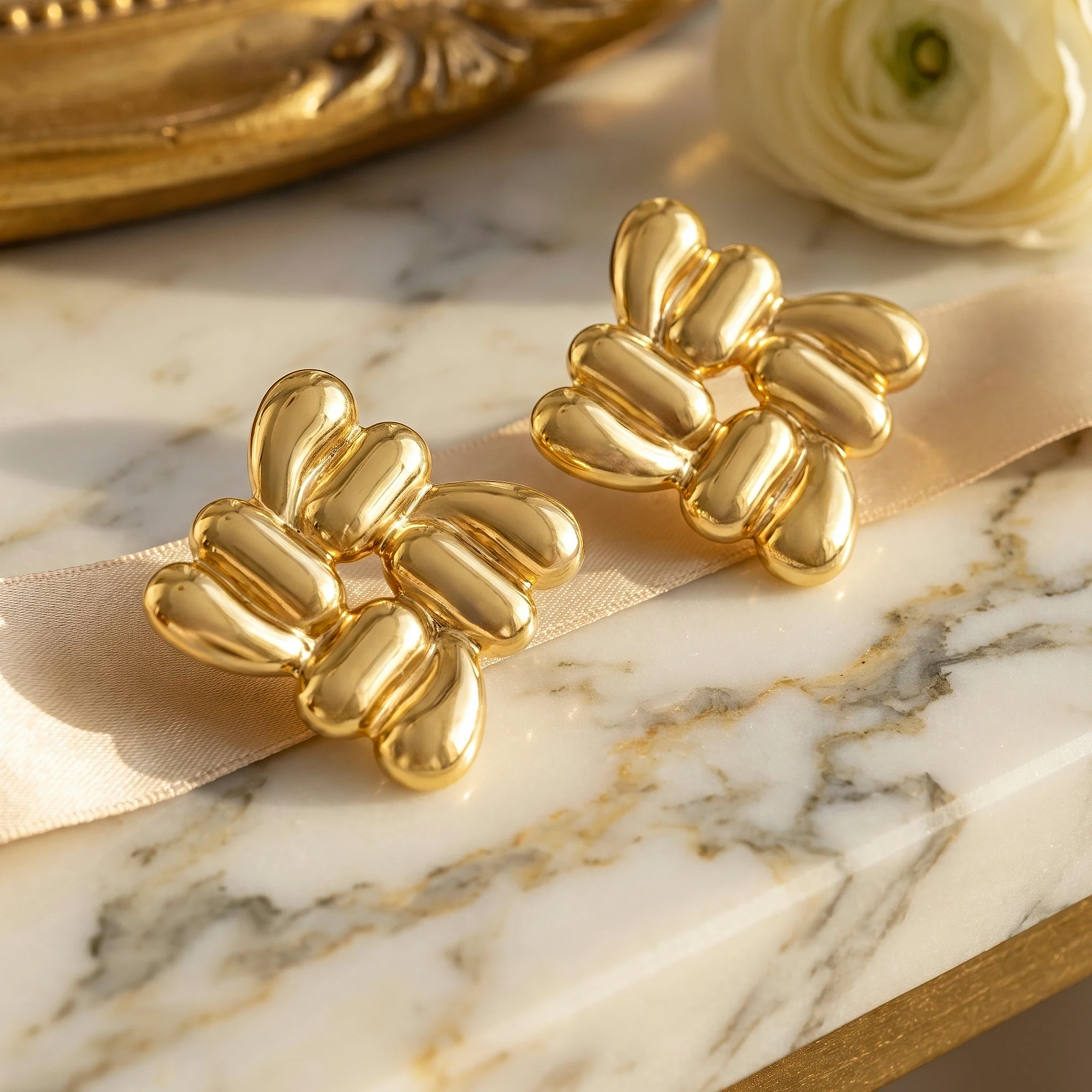 PRAO Earrings Anti-Tarnish Abstract Cluster Studs - Image 4