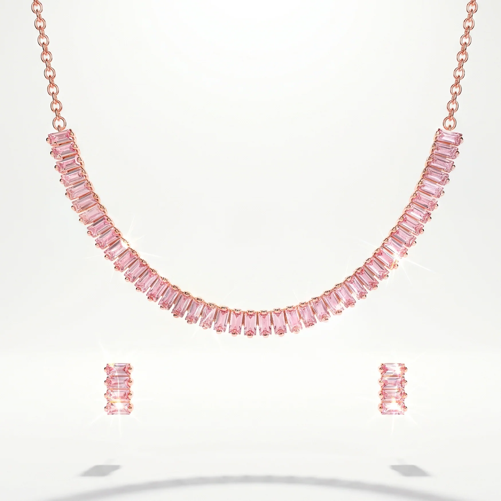 PRAO Necklace Anti-Tarnish Baguette Crystal Tennis - Image 3