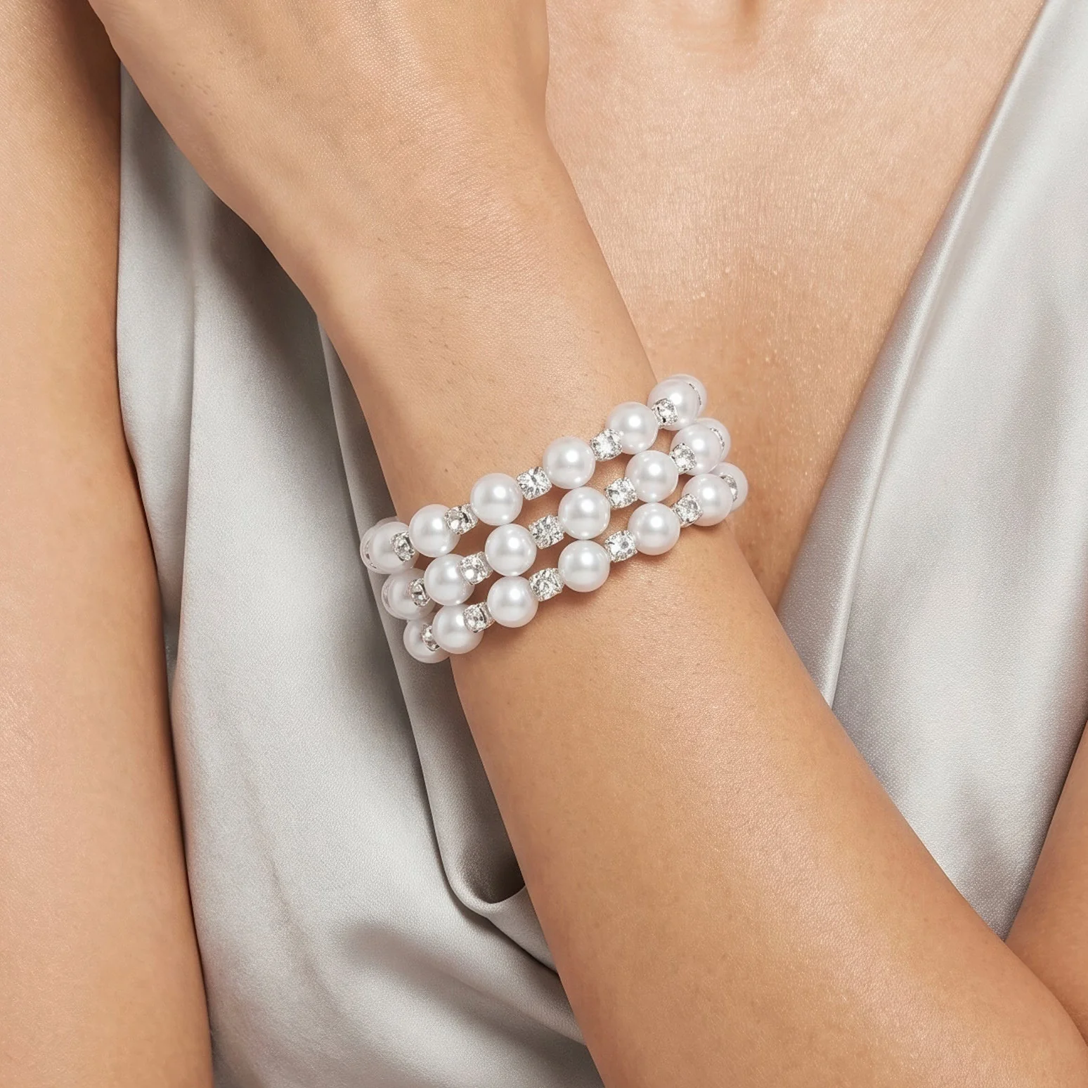 PRAO Bracelet Anti-Tarnish Triple-Row Stretchable Bangle (Adjustable Size)
