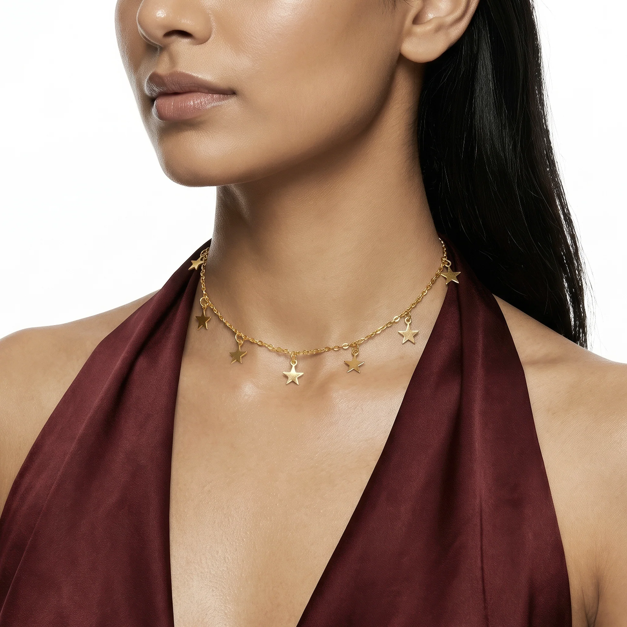 PRAO Necklace Anti-Tarnish Star Charms Minimalist - Image 3