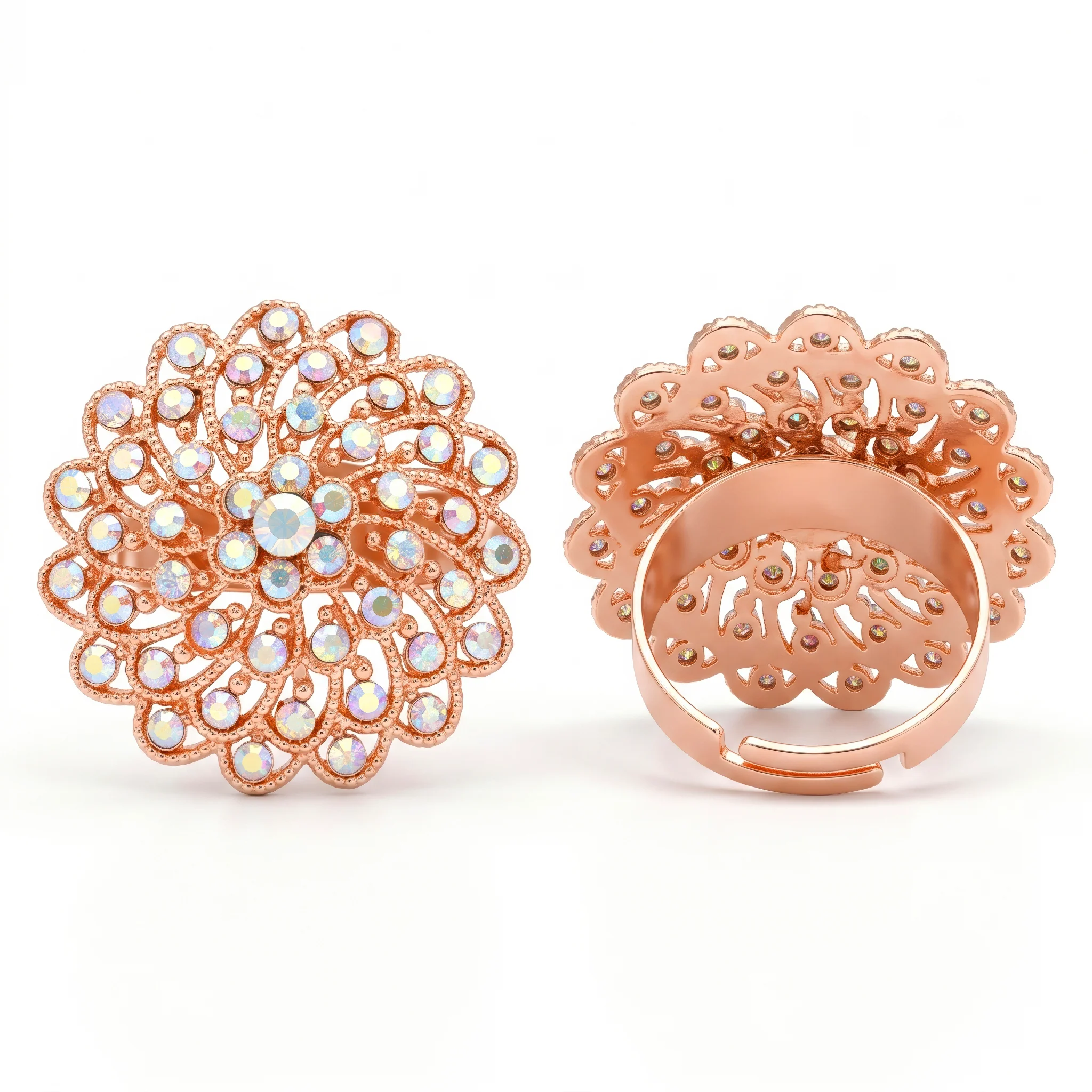 PRAO Ring Anti-Tarnish Sunburst Crystal Filigree (Adjustable Size) - Image 5