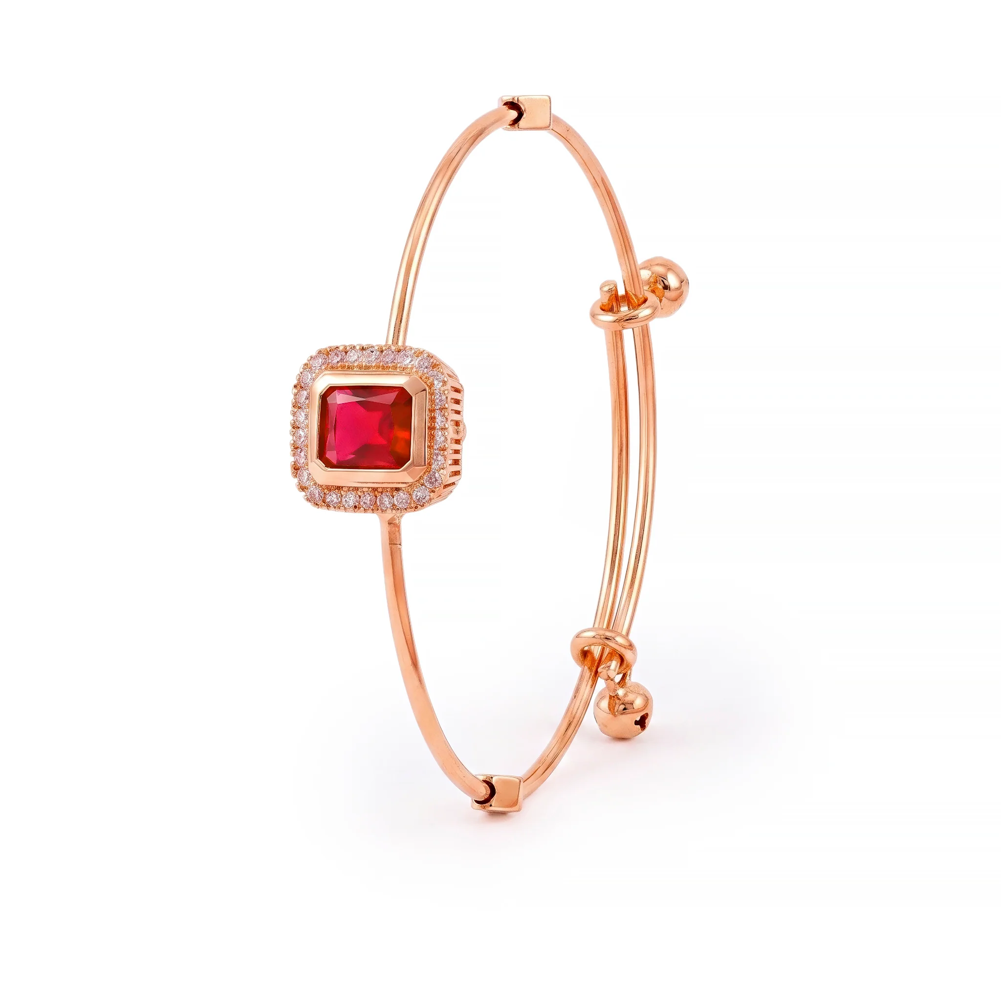 PRAO Bracelet Anti-Tarnish Ruby Red Crystal Halo (Adjustable Size) - Image 3