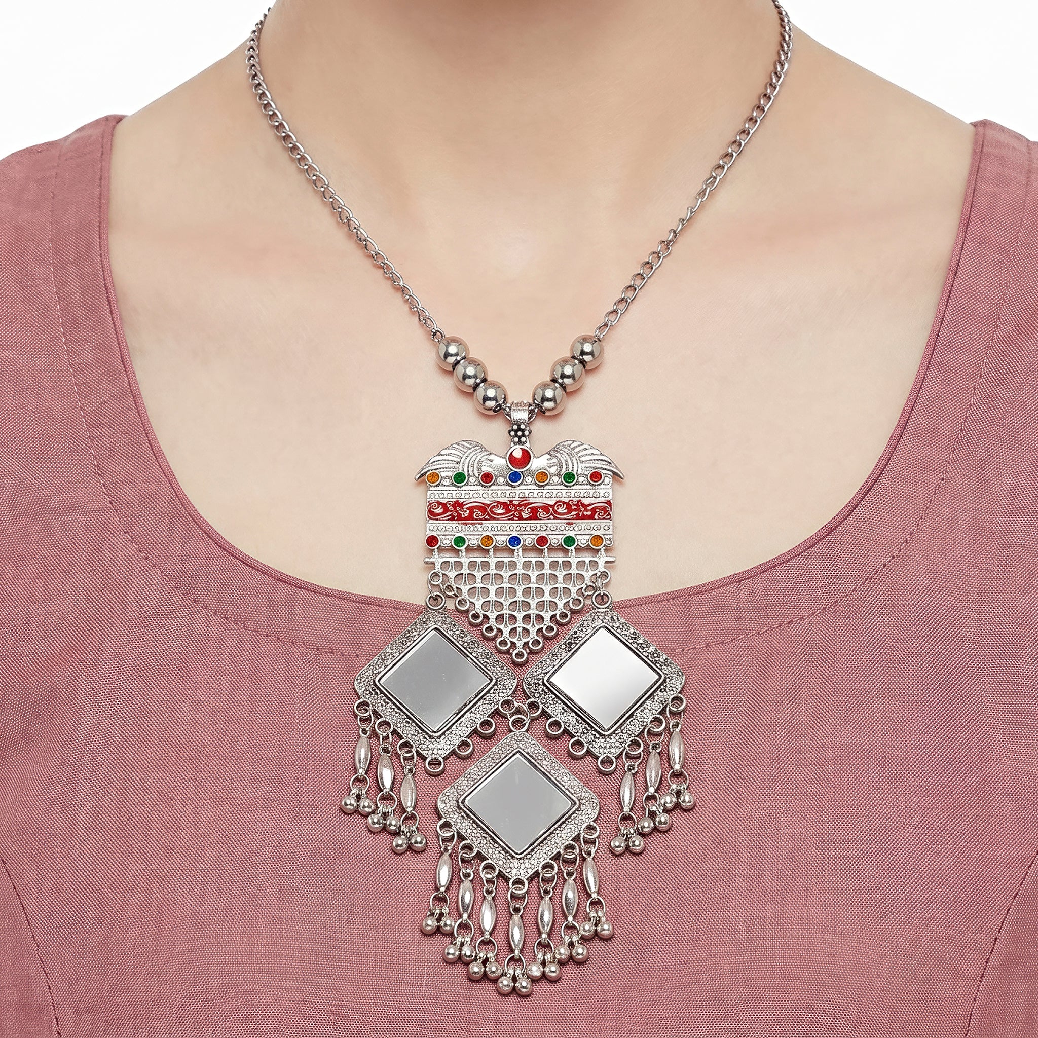 PRAO Necklace Anti-Tarnish Oxidized Statement Set With Earrings - Image 2