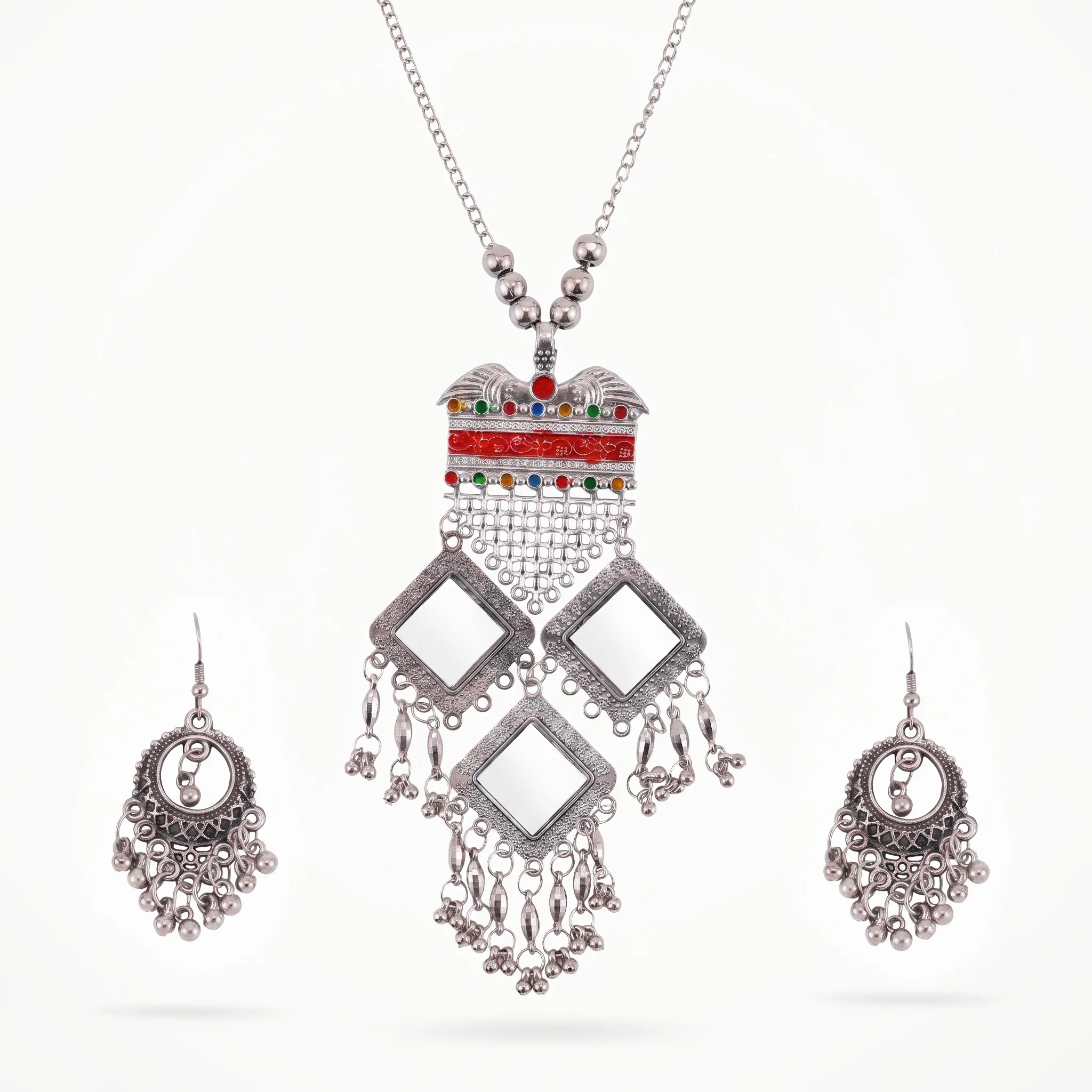 PRAO Necklace Anti-Tarnish Oxidized Statement Set With Earrings - Image 4