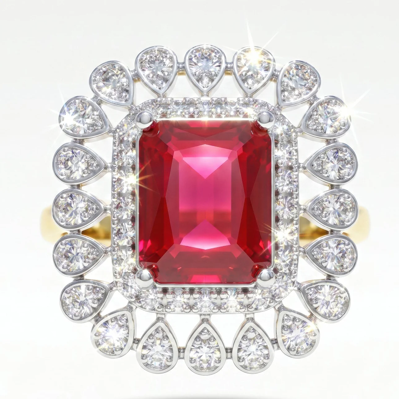 PRAO Ring Anti-Tarnish Ruby Red Stone Studded With Crystals (Adjustable Size) - Image 2