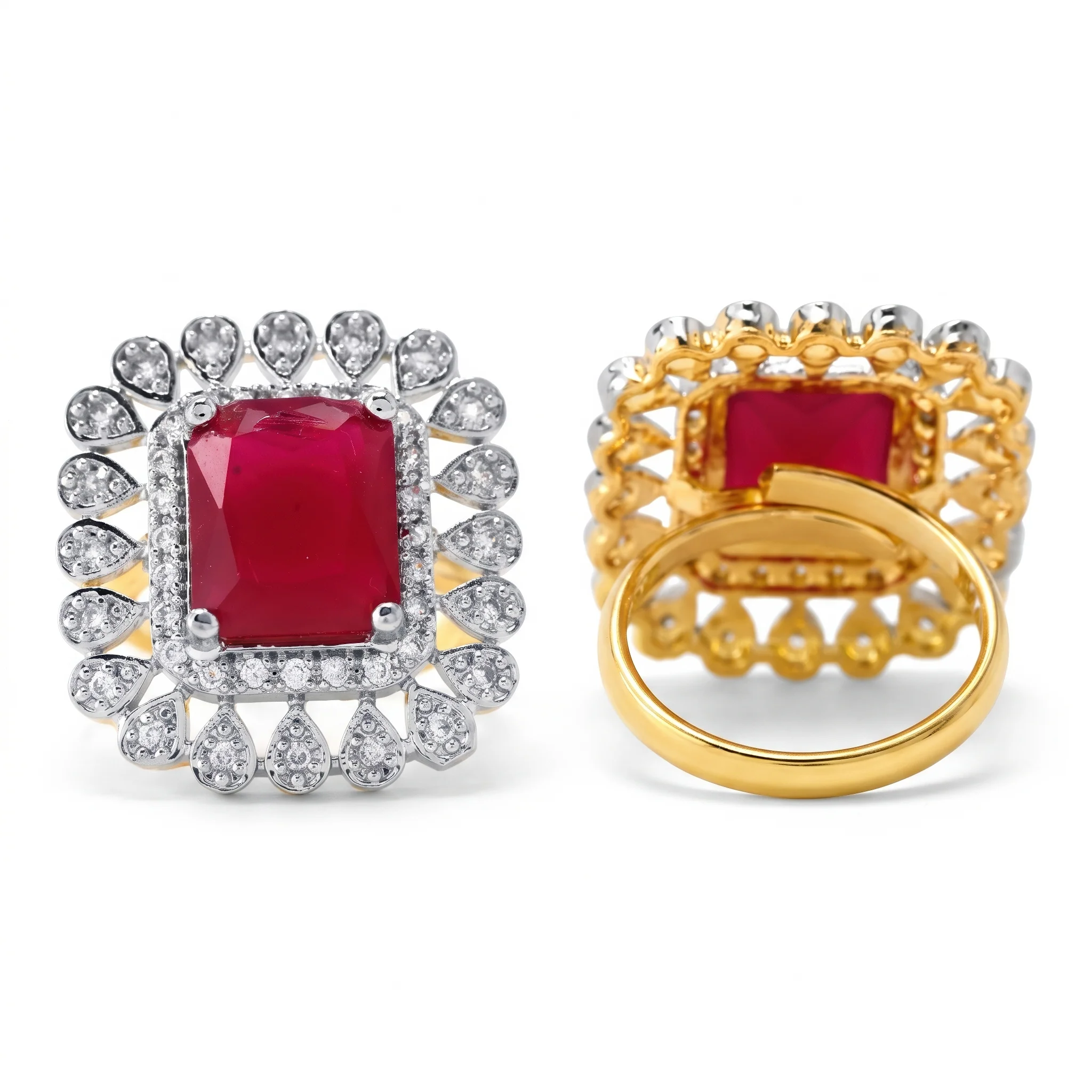 PRAO Ring Anti-Tarnish Ruby Red Stone Studded With Crystals (Adjustable Size) - Image 4