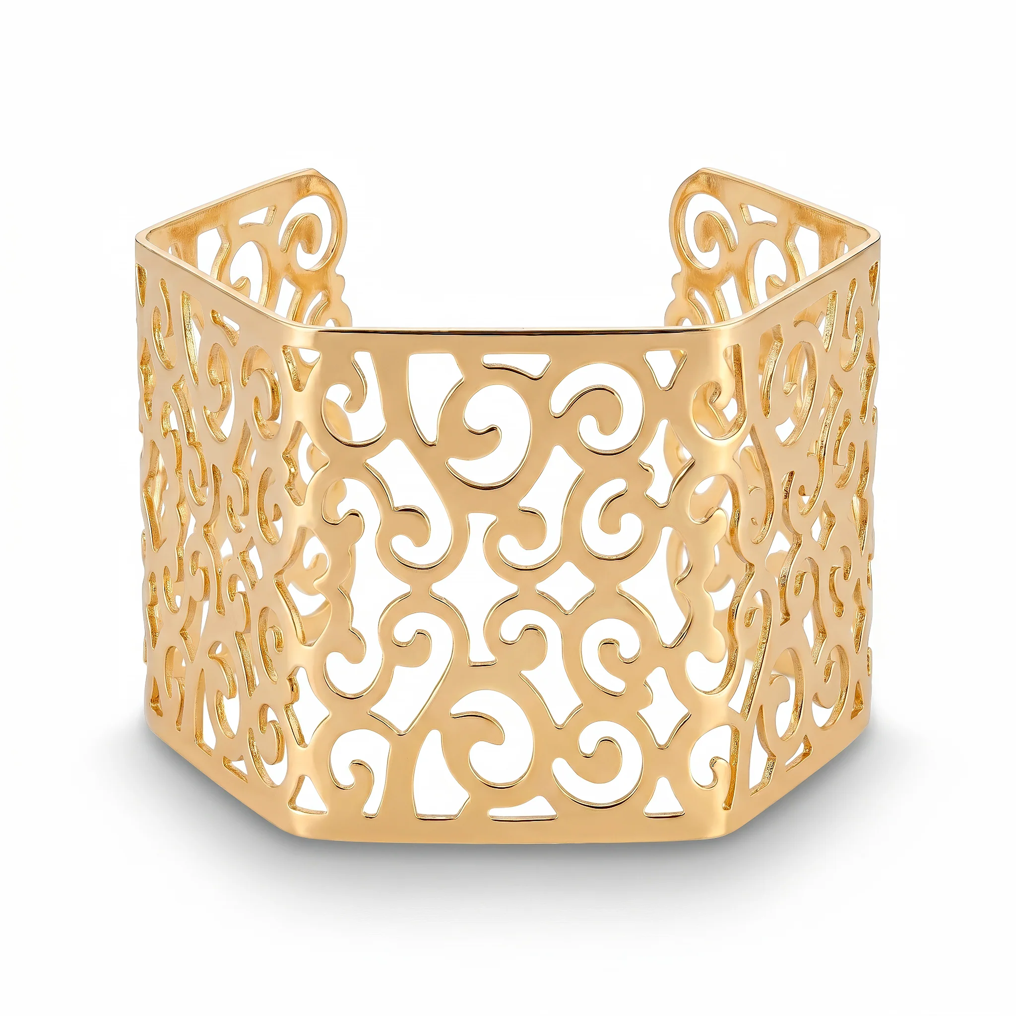 PRAO Bracelet Anti-Tarnish Vintage Scrollwork Wide Cuff (Adjustable Size) - Image 3